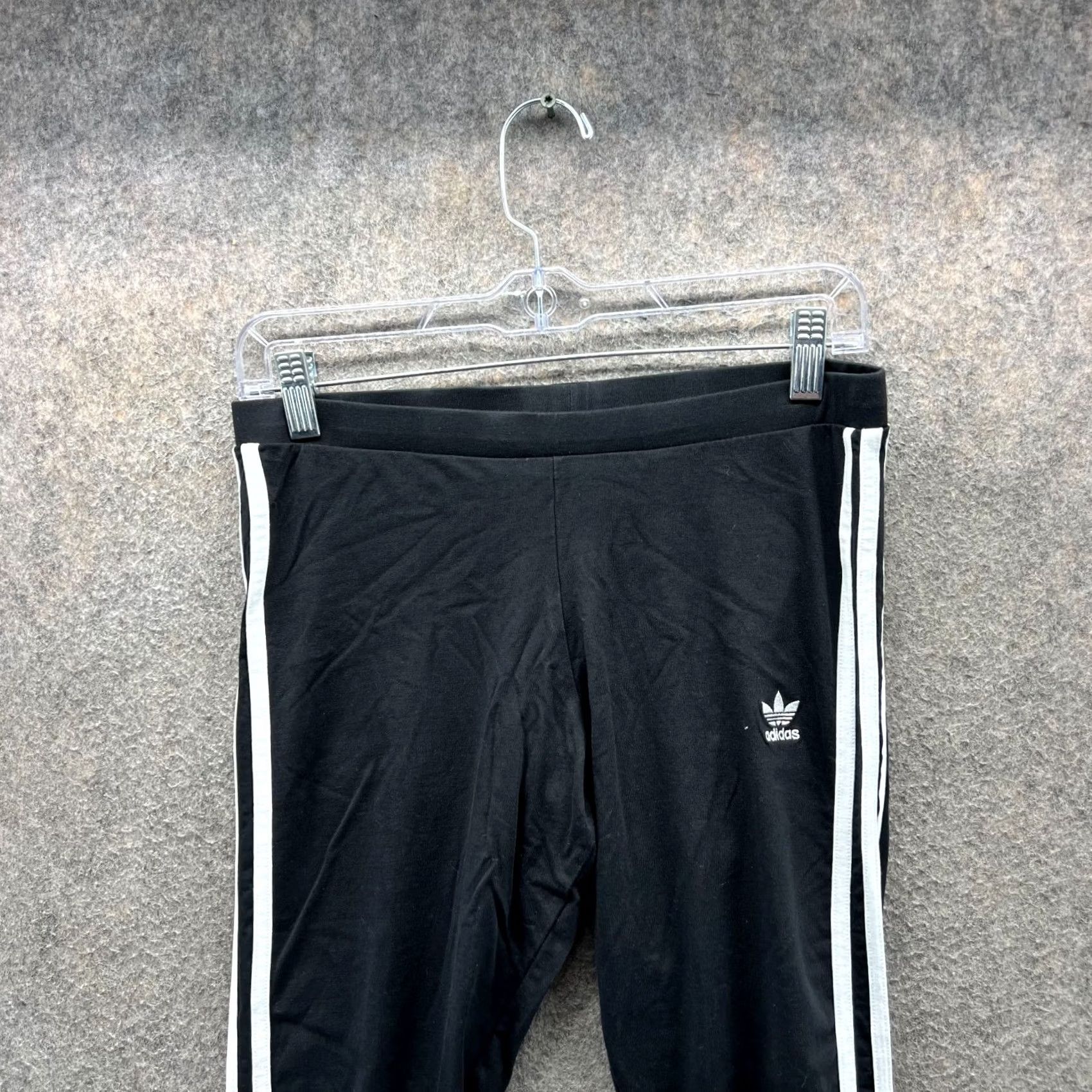 Adidas Adidas Leggings Womens M Black White 3 Stripes Stretchy Slim Pants Trefoil Size 32" / US 10 / IT 46 - 5 Thumbnail