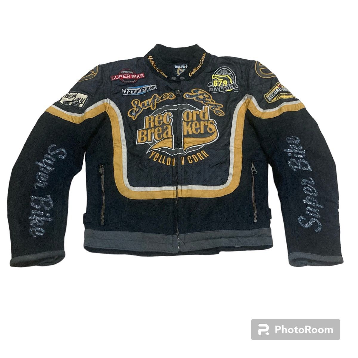 image of Moto x Racing Yellow Corn Super Bike Record Breakers Racing Jacket, Men's (Size Large)