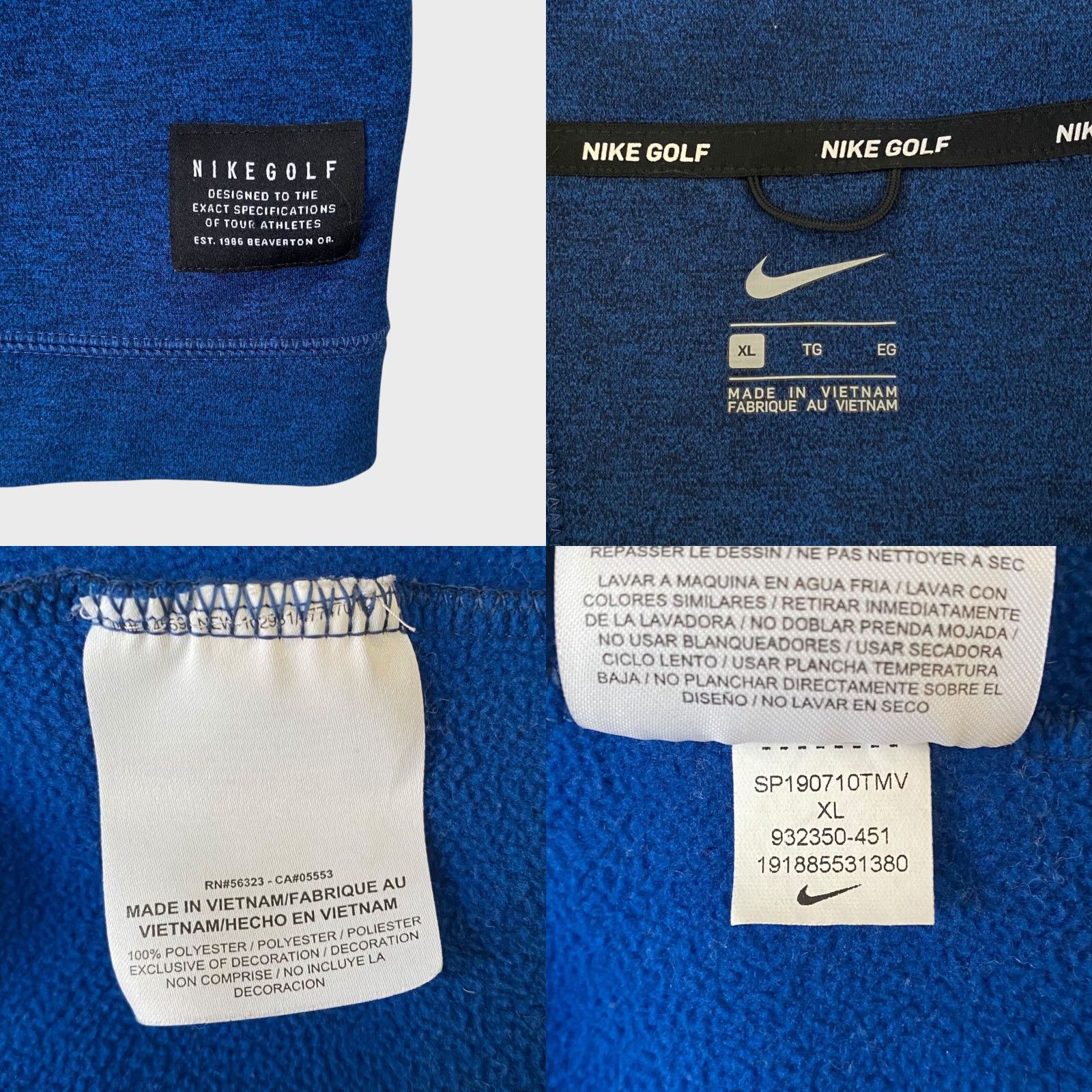 Nike Nike Golf Therma Repel 1/2 Zip Sweatshirt Blue XL Water-Repellant Mens Size US XL / EU 56 / 4 - 8 Thumbnail