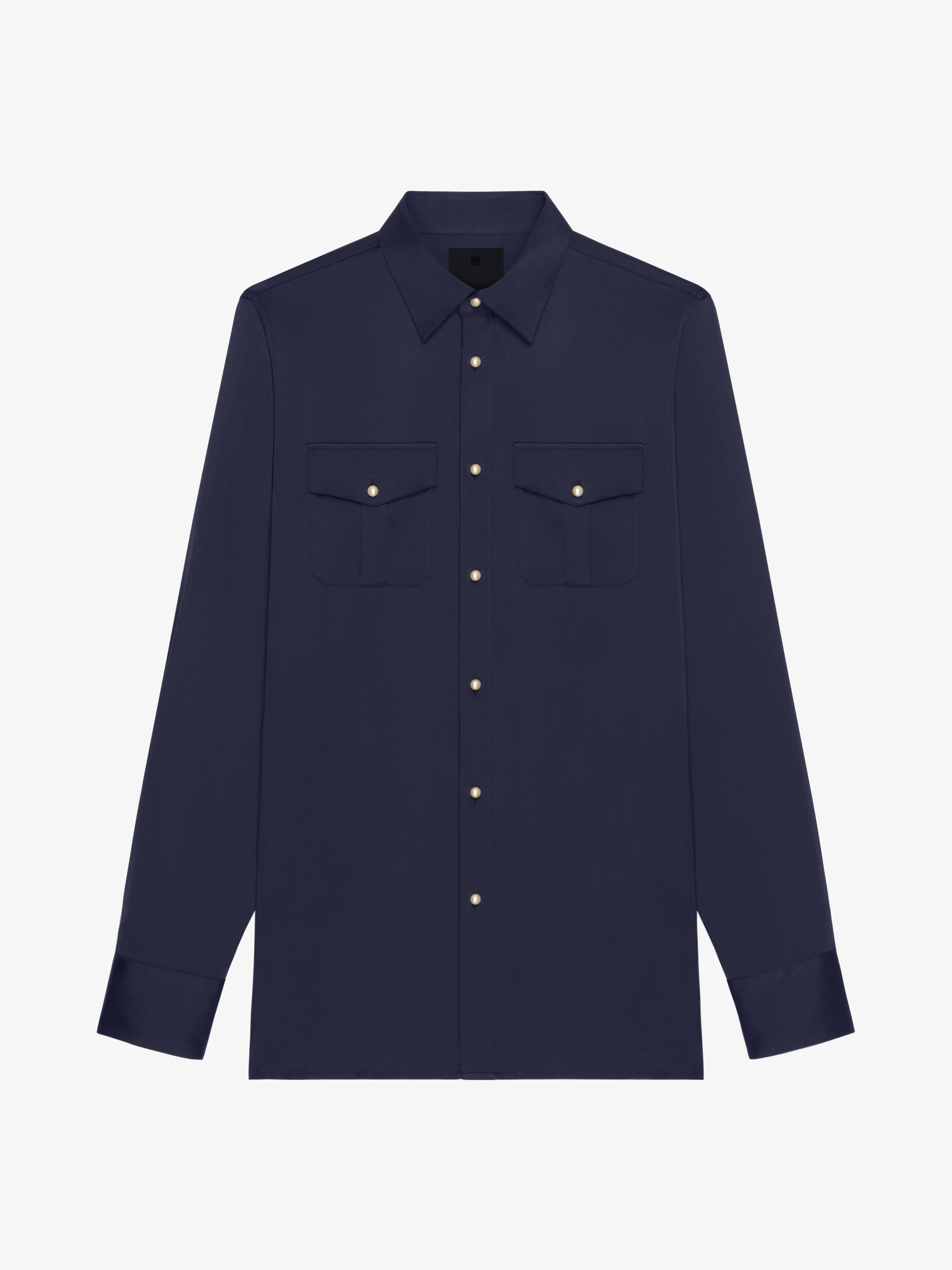 o1w1db10925 Tight Fit Shirt With Pockets in Blue