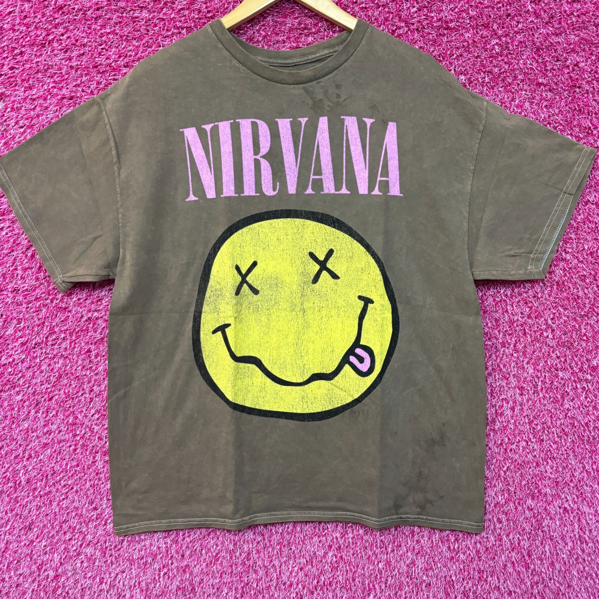 Nirvana Nirvana Never Mind mineral wash Smiley Face Tshirt size larg Size US L / EU 52-54 / 3 - 1 Thumbnail
