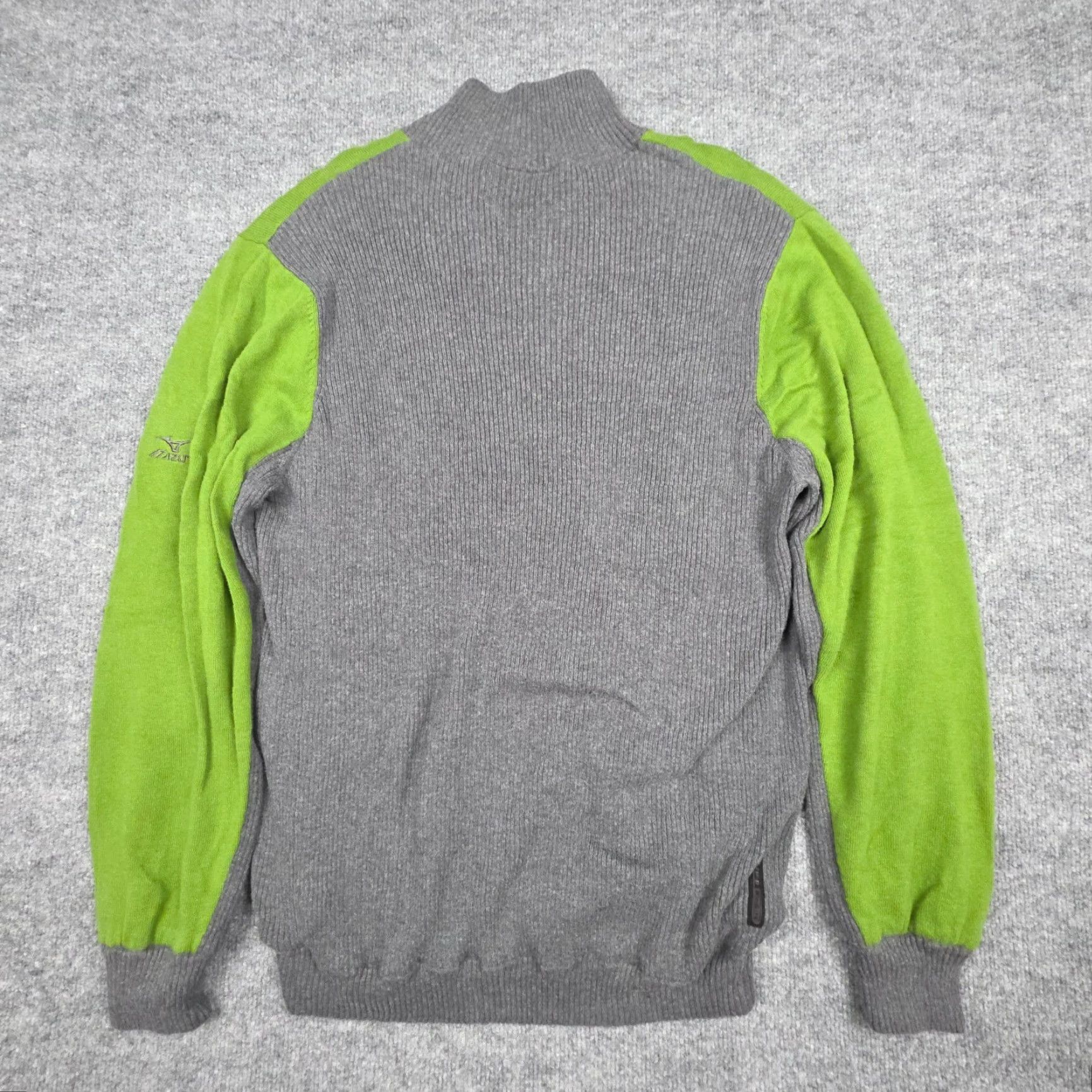 Mizuno Mizuno Windlite Sweater Men's XL Green Gray 1/4 Zip Lined Windproof High Neck Pullover Size US XL / EU 56 / 4 - 2 Thumbnail