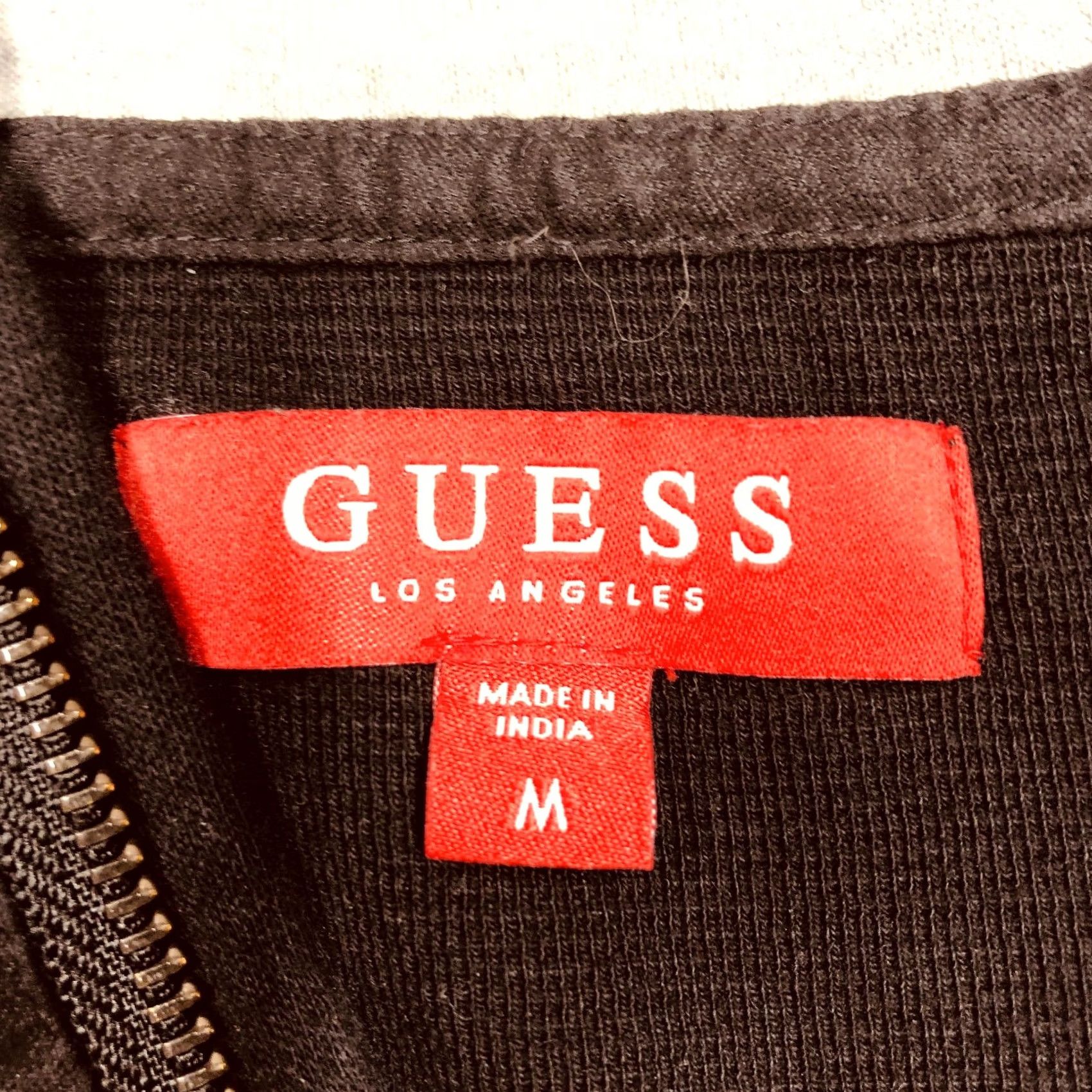 Guess GUESS USA Quarter Zip Pullover Sweater Mens Medium Snap Black Stretch Cotton Size US M / EU 48-50 / 2 - 3 Thumbnail
