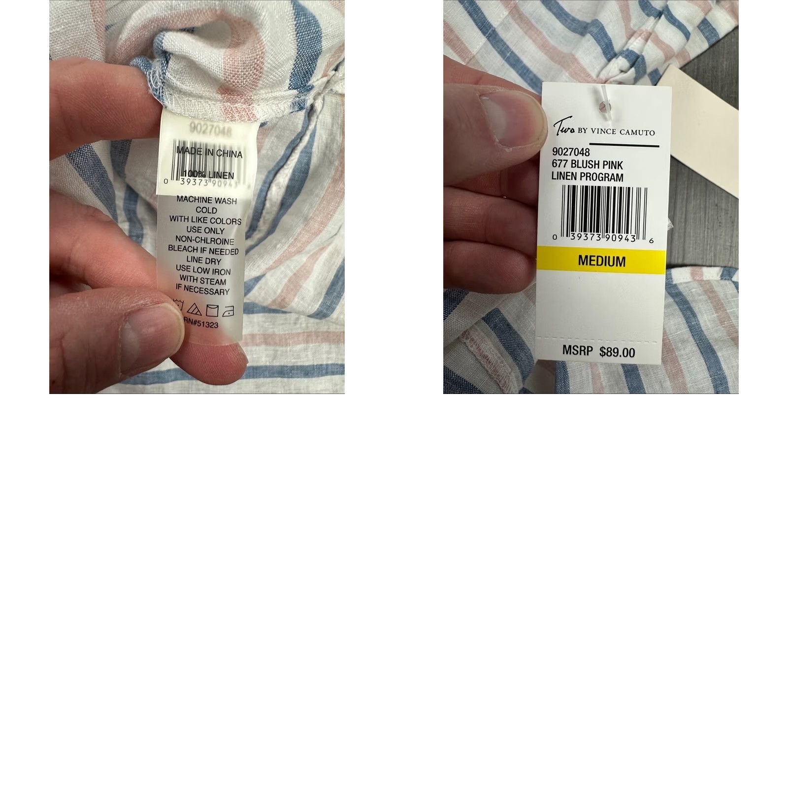 Vince Camuto Vince Camuto Cover Up Shirt Linen Striped Blush Pink Medium Women’s Size ONE SIZE - 8 Thumbnail