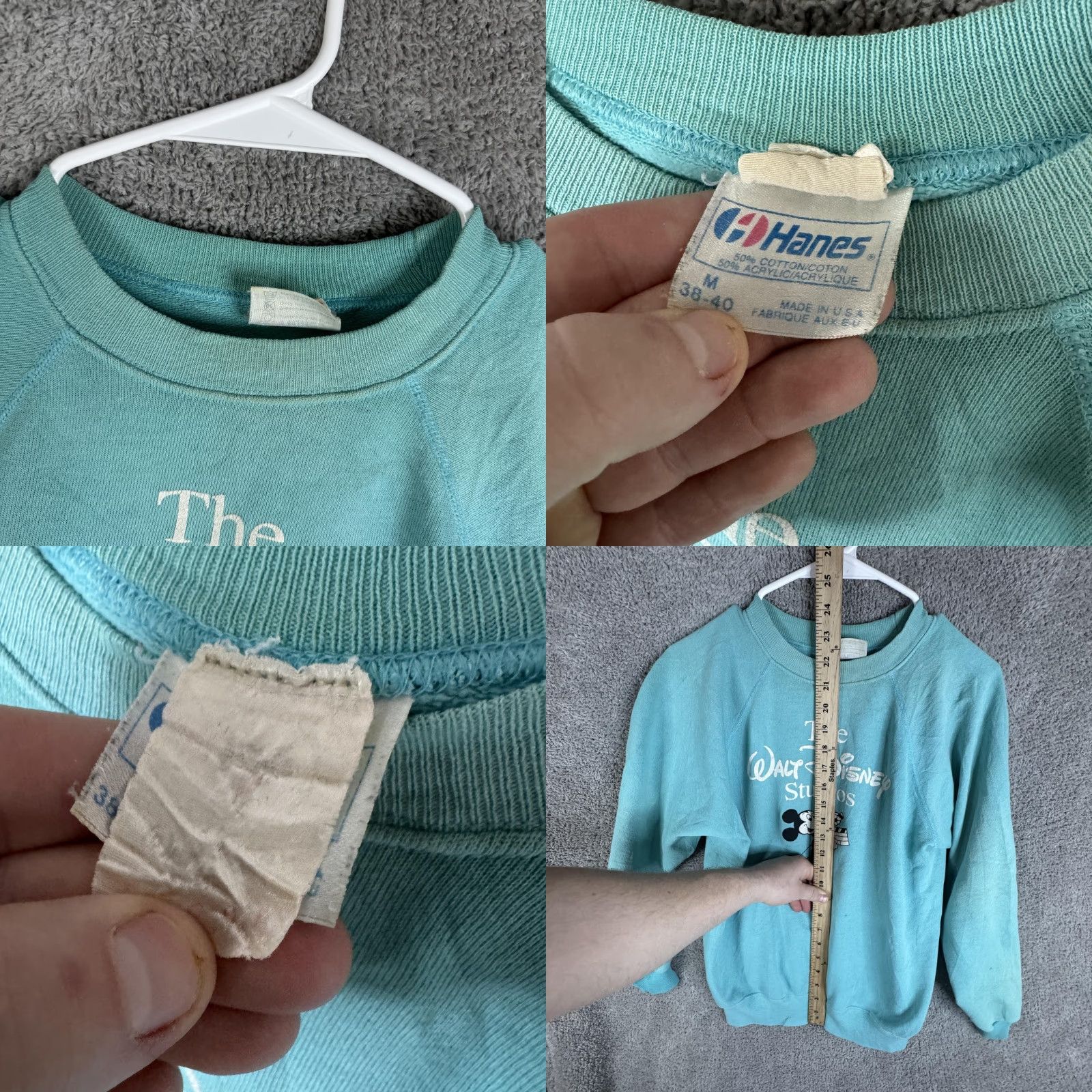 Hanes VINTAGE Hanes Mickey Mouse Sweatshirt Mens Medium Blue Fleece Graphic Print 80s Crew Neck Pullover Size US M / EU 48-50 / 2 - 8 Thumbnail