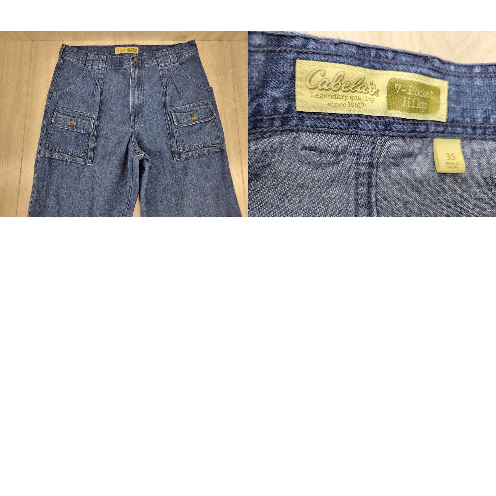 Vintage Cabela's Mens Jeans 7 Pocket Hiker Denim Cotton Size 35 Blue 36x33 Size US 35 - 8 Thumbnail