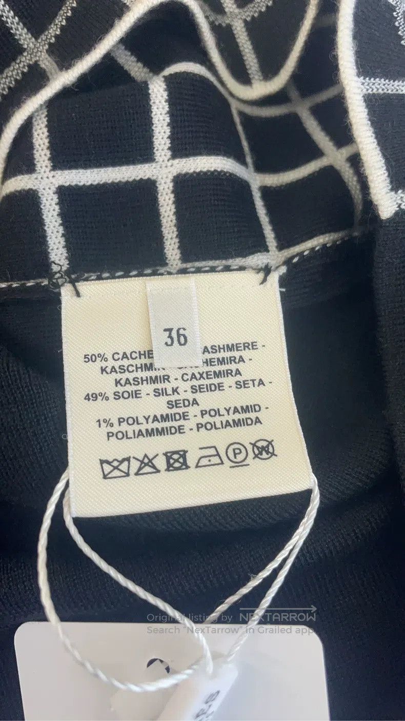 Hermes Hermes Black and white checkered high-necked cashmere knit Size XS / US 0-2 / IT 36-38 - 4 Thumbnail