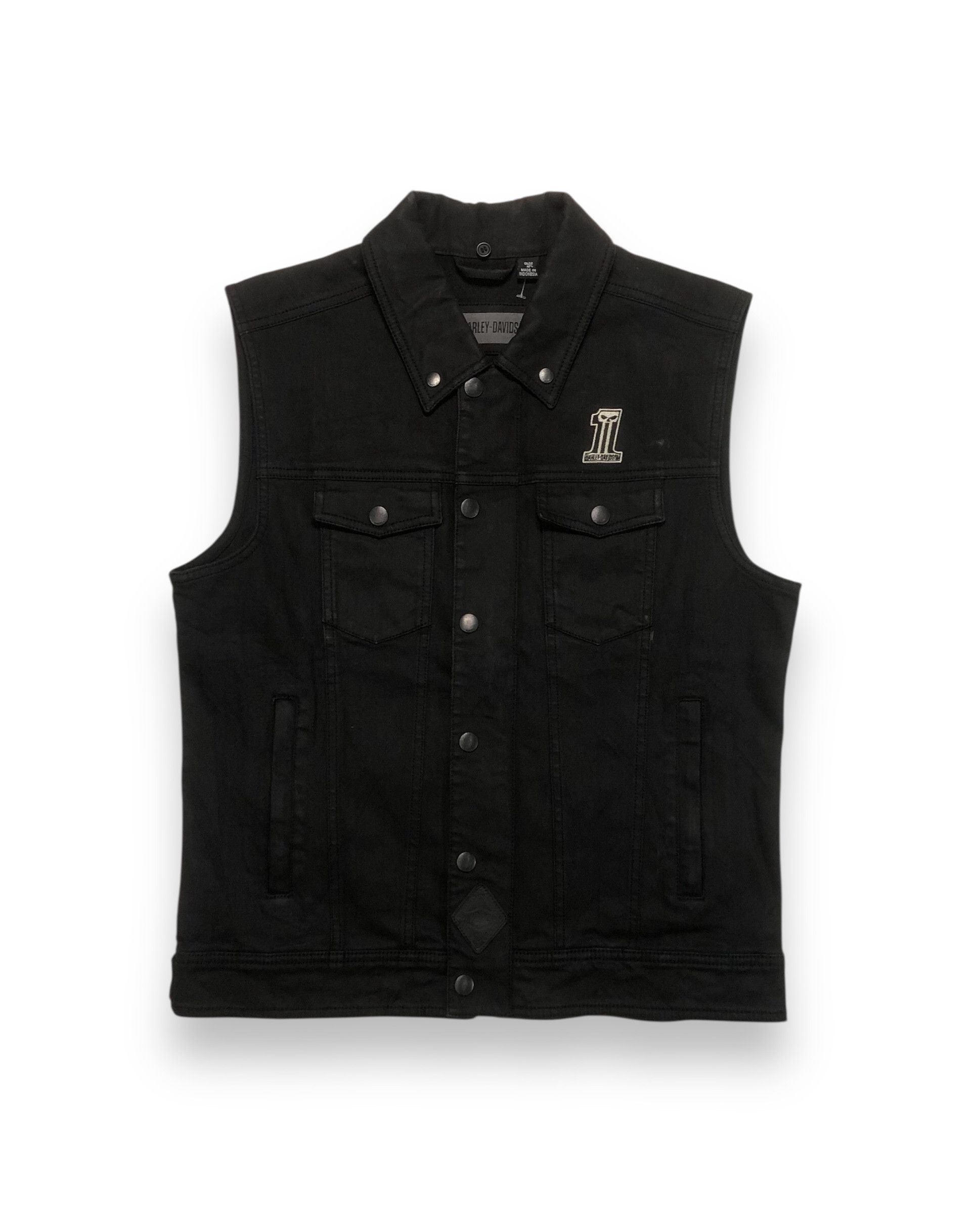 Harley Davidson Modern Harley Davidson Black Coated Denim Vest Size US M / EU 48-50 / 2 - 1 Thumbnail