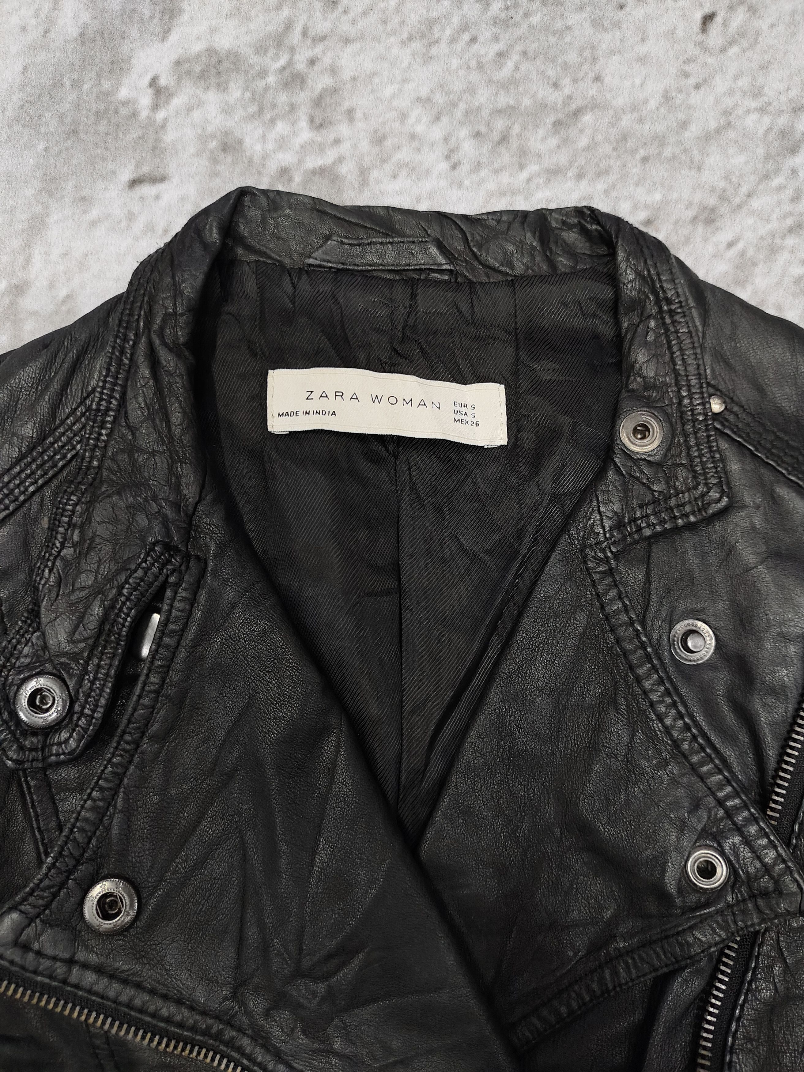 Zara ZARA Woman- Punk Rock Grunge Biker Style Leather Jacket Size S / US 4 / IT 40 - 13 Thumbnail