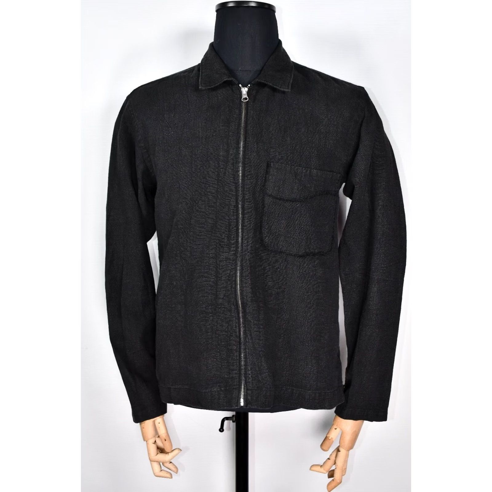 Vintage L’homme Rouge Jacket Mens M Linen Black 100% Linen Solid Zip Casual Regular Size M Mens Size US M / EU 48-50 / 2 - 2 Thumbnail