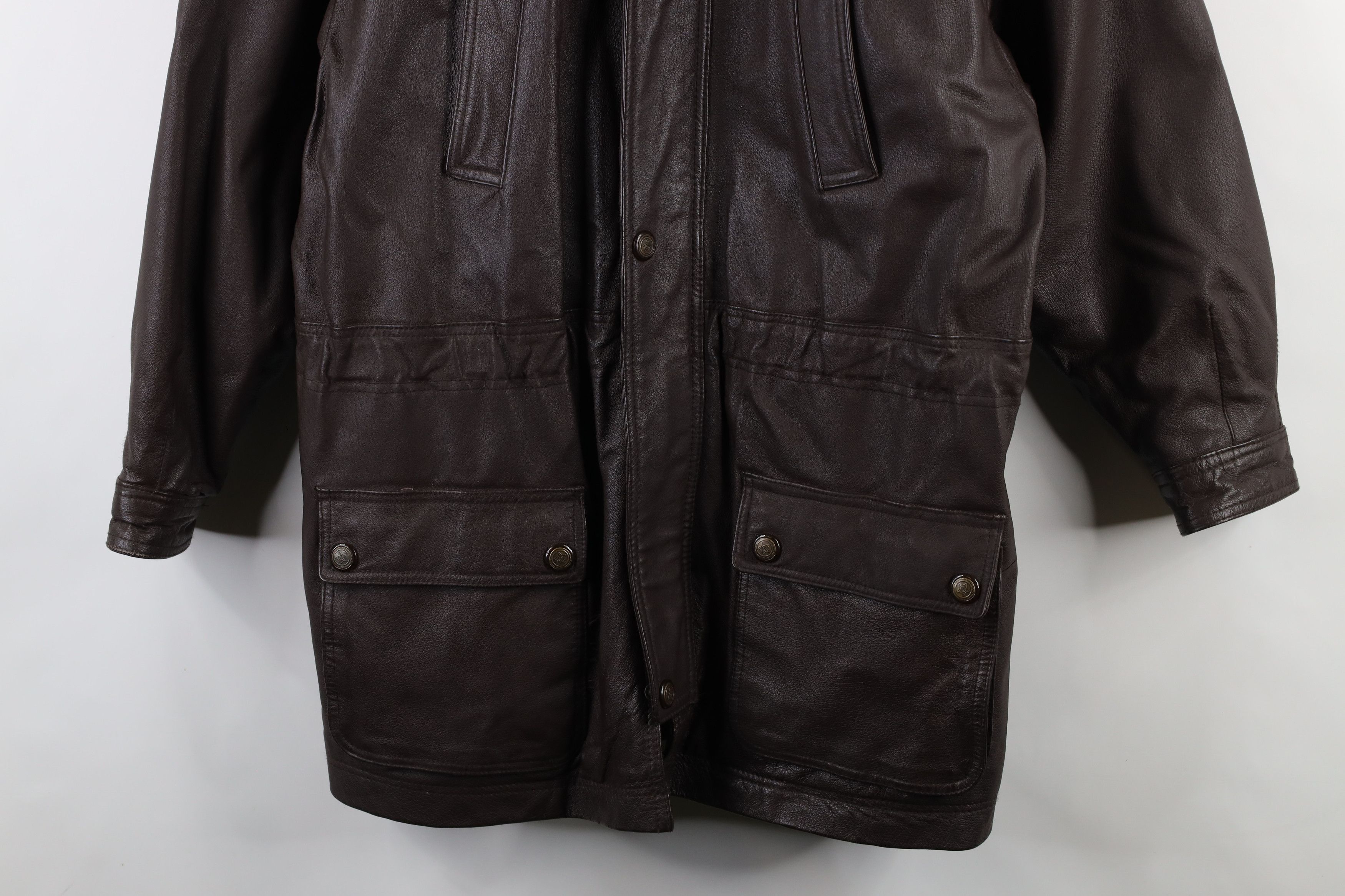 Vintage Vintage 90s Streetwear Leather Hooded Chore Barn Jacket Size US M / EU 48-50 / 2 - 3 Thumbnail