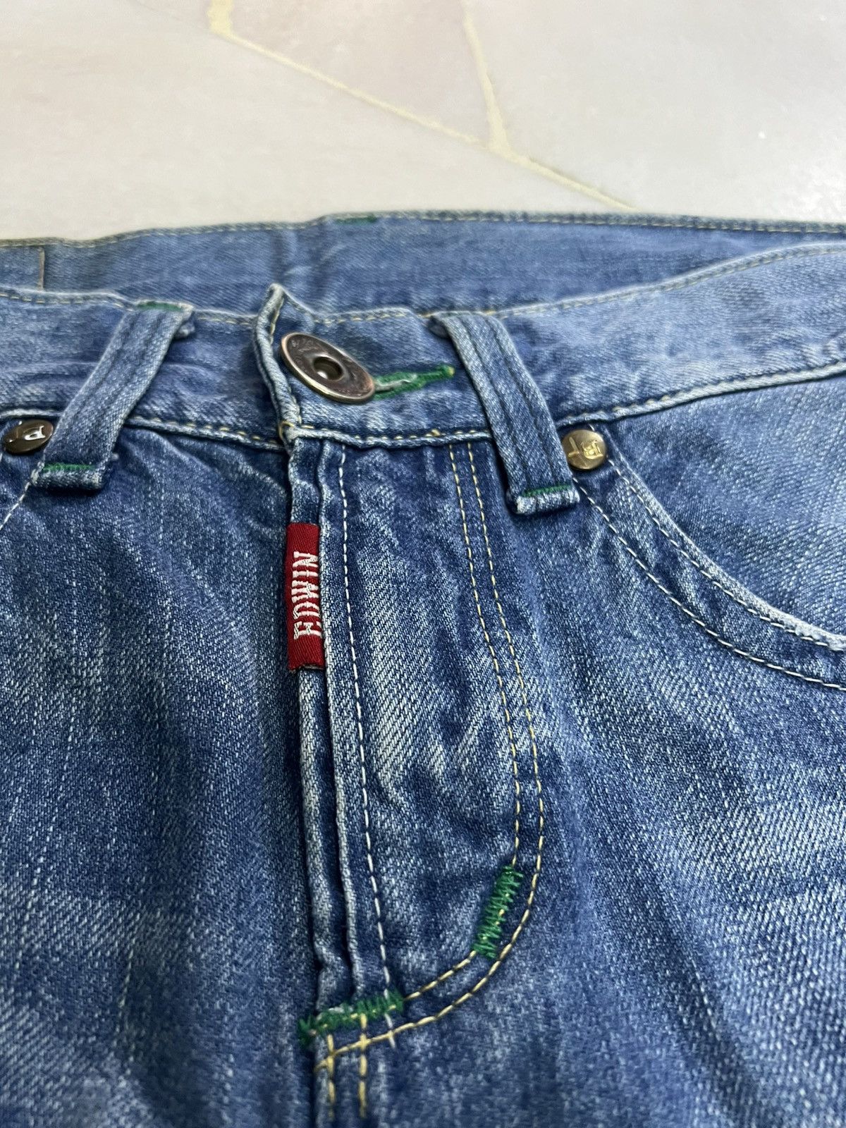 Edwin × If Six Was Nine 🌈Edwin Blue Trip Distressed Jean Japan Size US 30 / EU 46 - 15 Thumbnail