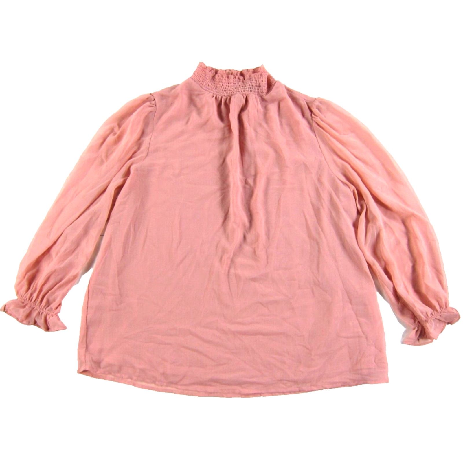 Vintage NWT 1. STATE Blush Pink Silky Mock Ruffle Neck Long Sleeve Blouse Size 1X Size XL / US 12-14 / IT 48-50 - 2 Thumbnail