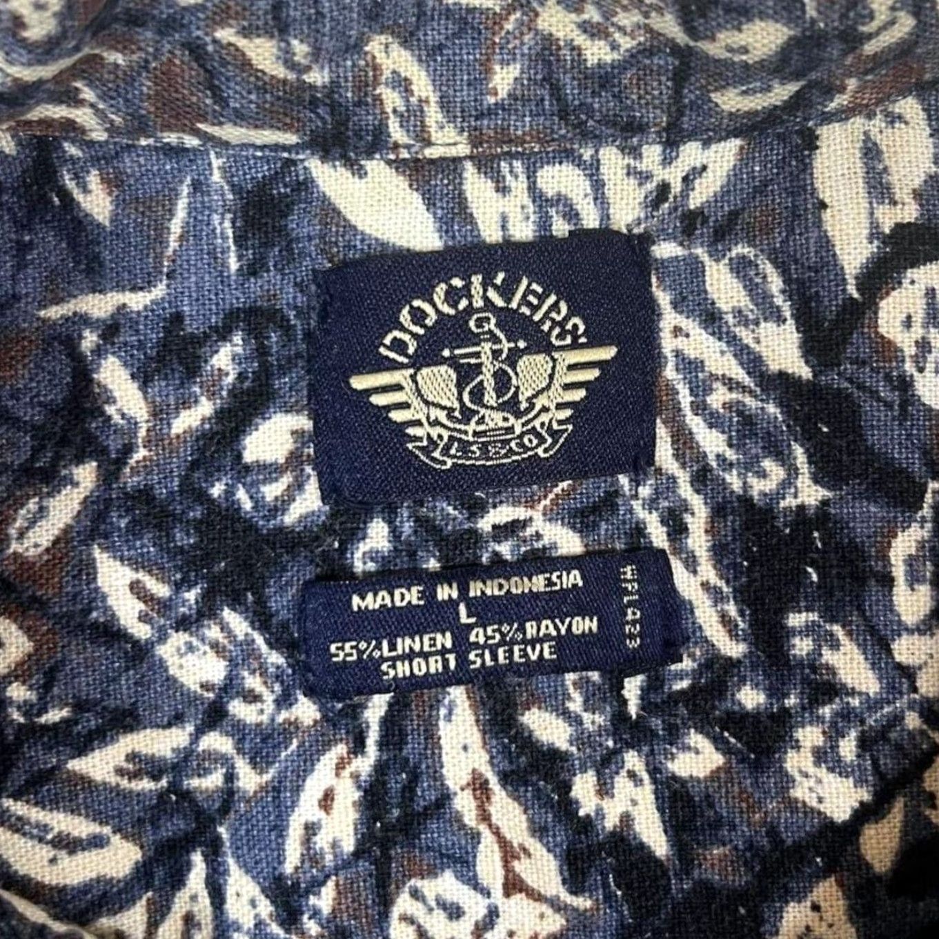 Dockers VINTAGE Dockers Shirt Floral Abstract Patterned Linen Rayon Blend Short Sleeve Navy Large XL XXL Mens Size US L / EU 52-54 / 3 - 3 Thumbnail