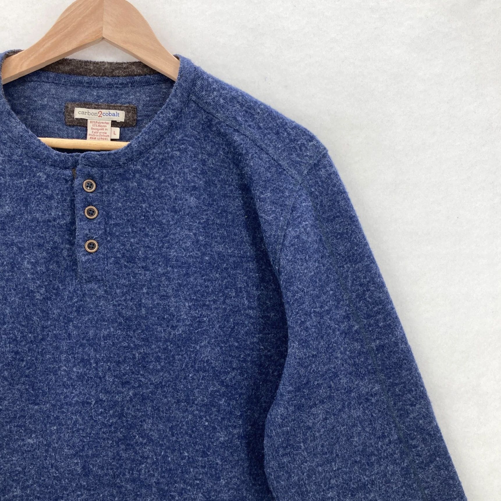 Carbon2Cobalt carbon2cobalt Blue Men's Henley Pullover Large Soft Knit Outdoors User: carbon2cobalt Blue Men's Large Henley Pullover Soft Knit Outdoors Size US L / EU 52-54 / 3 - 2 Thumbnail