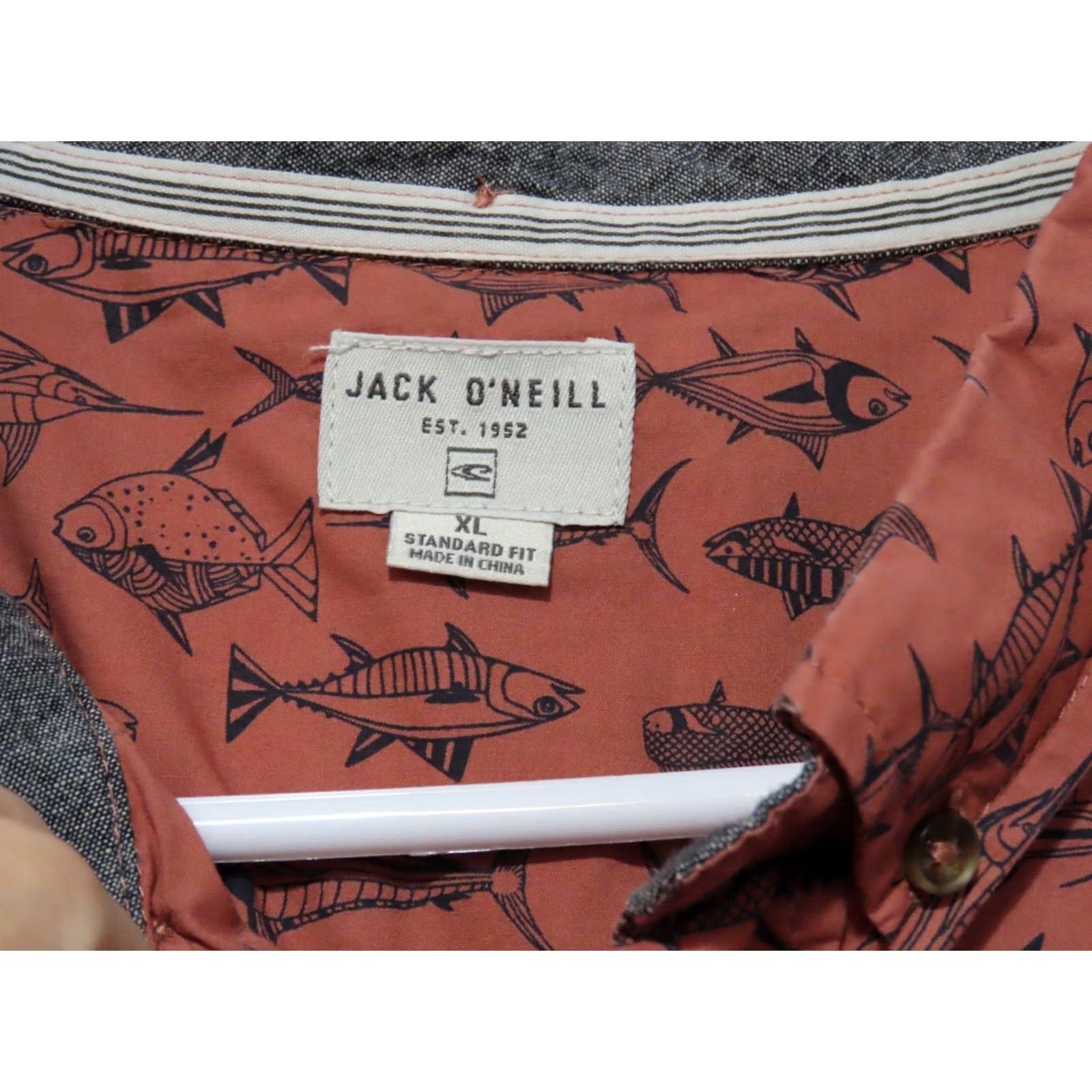 O'Neill Jack O'Neill Button-Up Short Sleeve Shirt Men's XL Brown Hawaiian Casual Shirt Fish Graphic Ocean All Over Size US XL / EU 56 / 4 - 5 Thumbnail