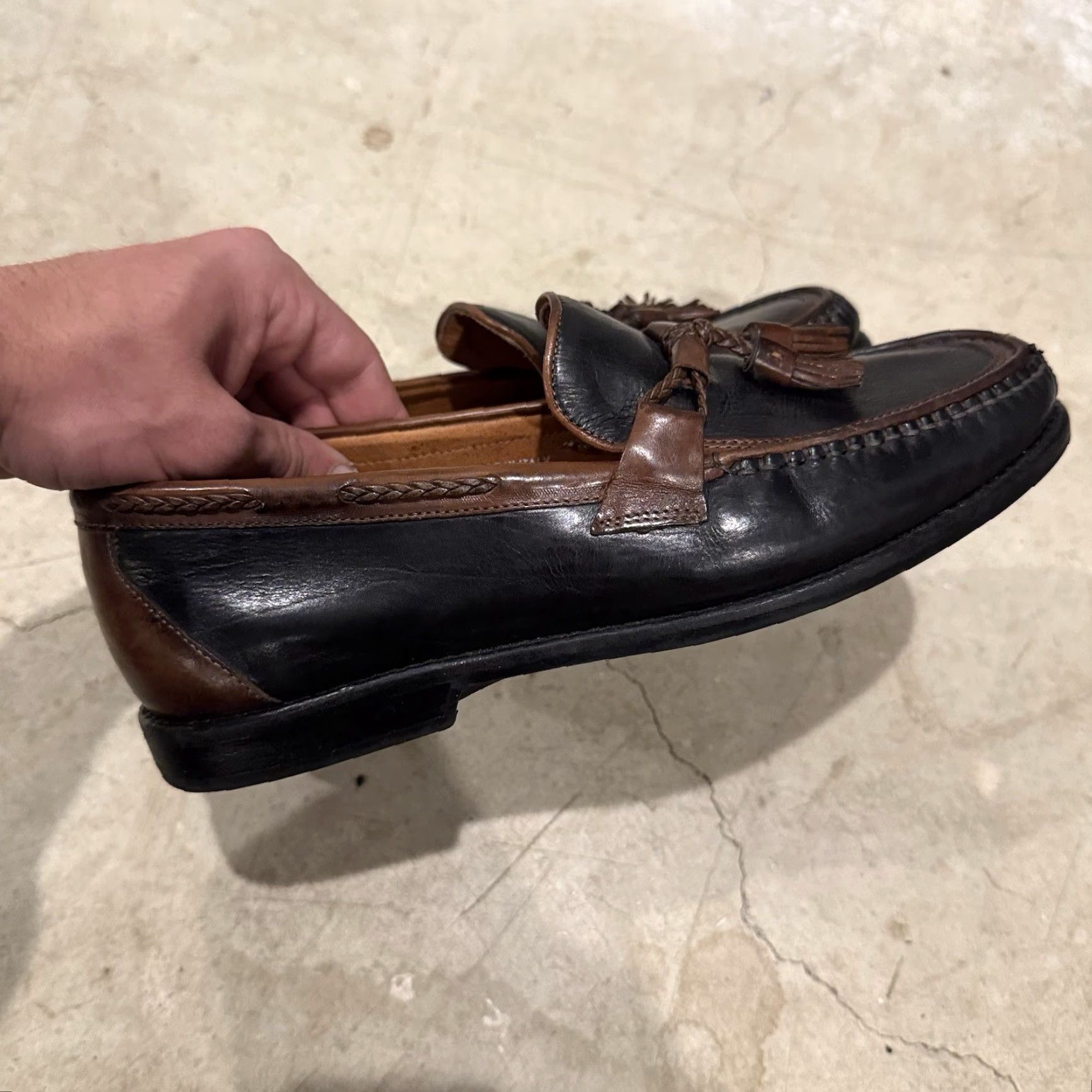 Johnston & Murphy Johnston & Murphy Aragon II Kiltie Tassel Loafers Black/Antique 8.5 M Mens Leather Slip On Loafer Size US 9 / EU 42 - 5 Thumbnail