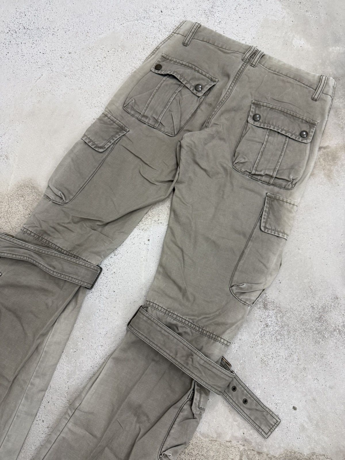 Issey Miyake × Tete Homme Tete Homme Japan Two Tones Faded Bondage Cargo Flared Pants Size US 30 / EU 46 - 15 Thumbnail