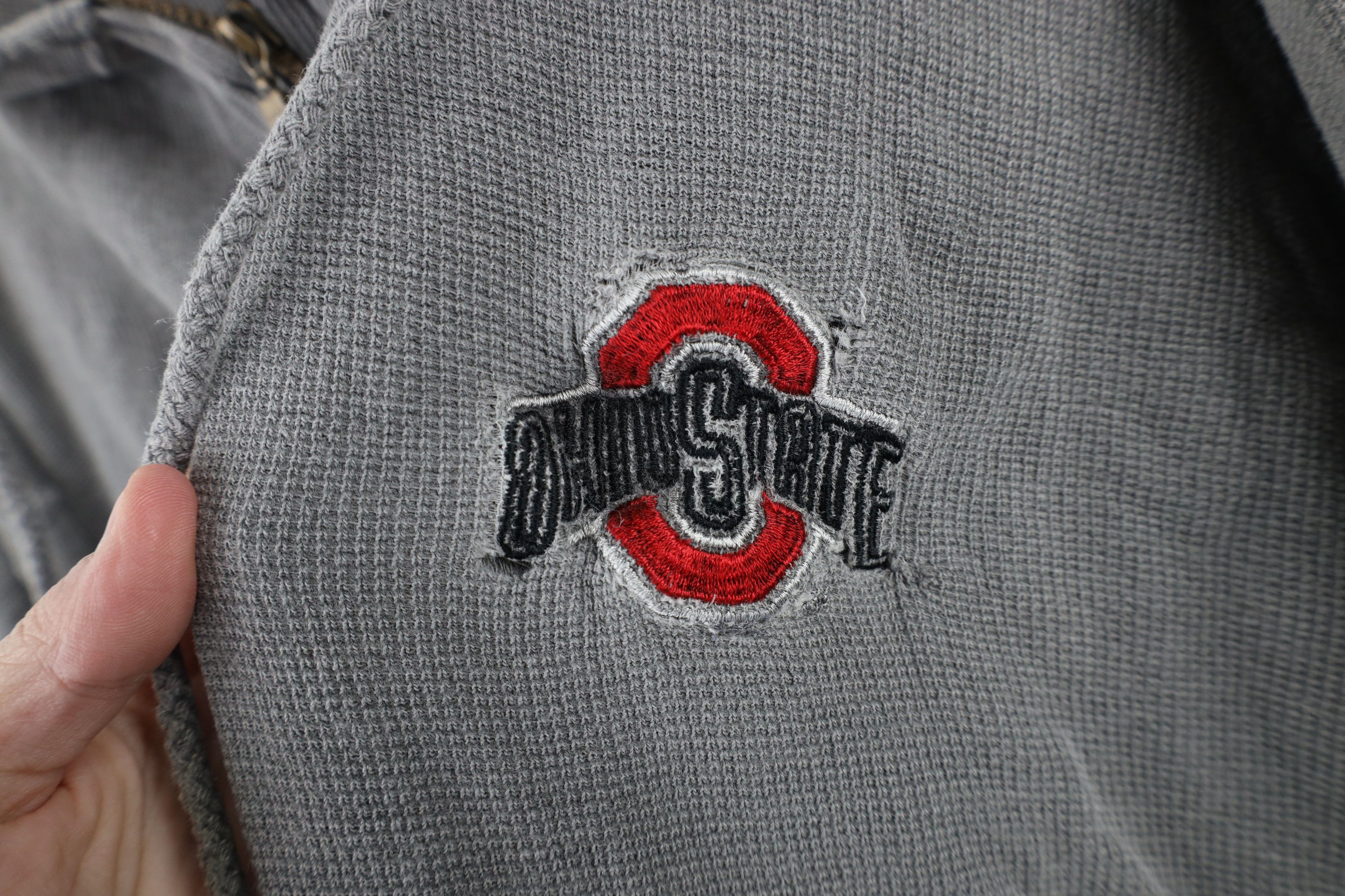 Vintage Vintage 90s Waffle Knit Ohio State University Hoodie Gray Size US L / EU 52-54 / 3 - 4 Thumbnail