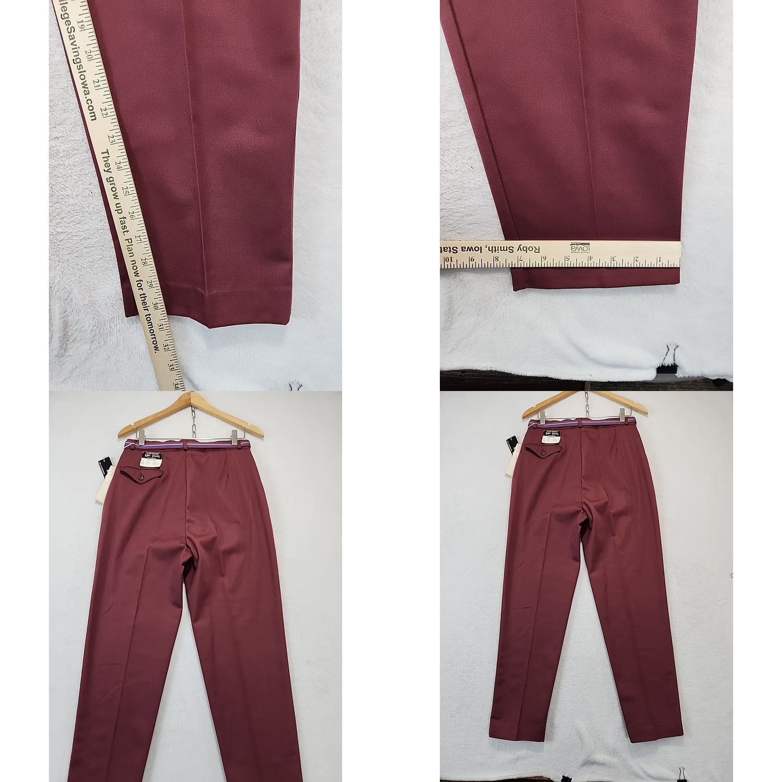 Vintage VINTAGE Lord Isaacs Belted Cranberry Womens High Rise Slacks 80s Dress Pants Straight Leg Size 16 Red Pockets Belted Button Zip Casual Mens Womens Size ONE SIZE - 8 Thumbnail