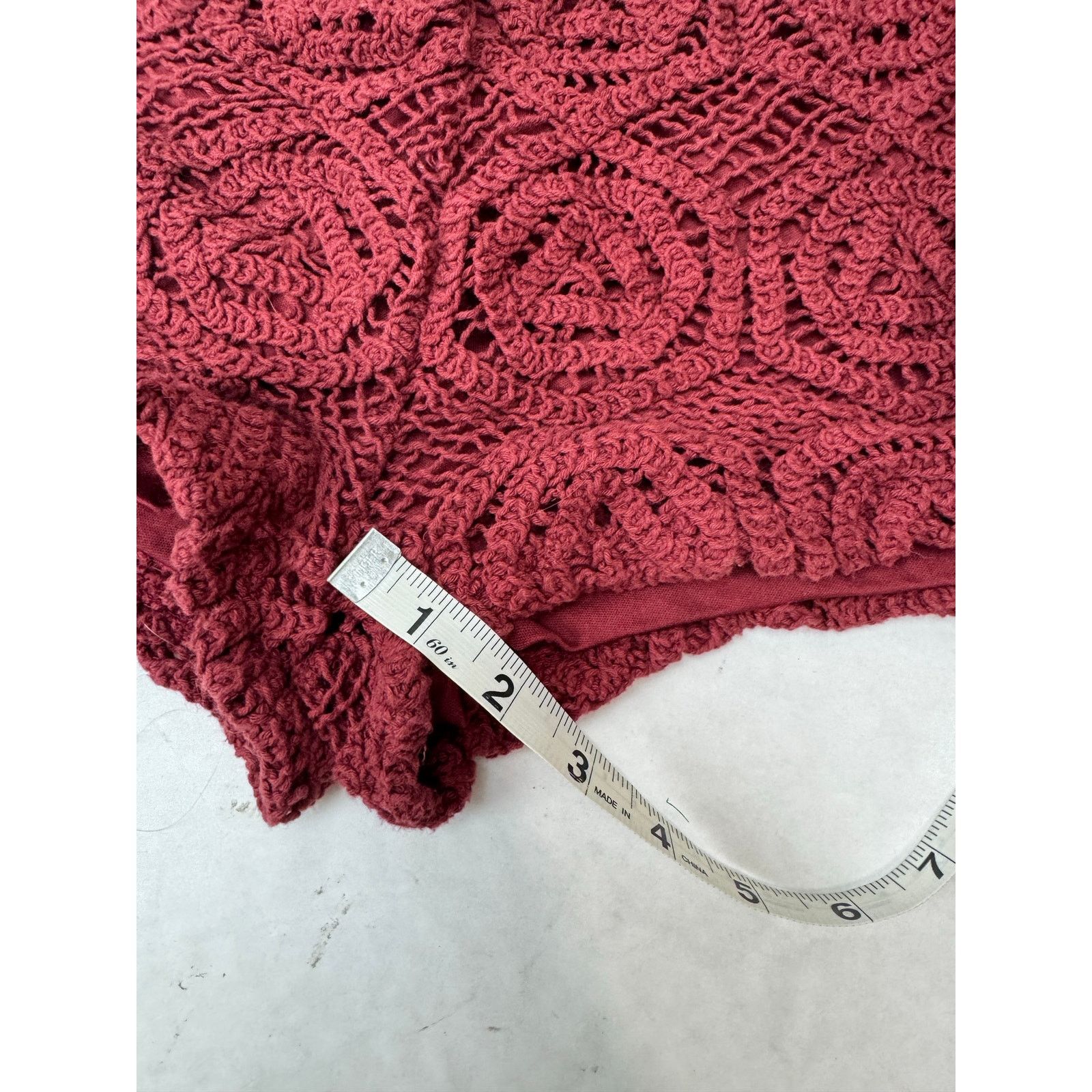 Zara Zara Crochet Shorts Burgundy Red Hot Pants - Size Medium Size 25" / US 0 / IT 36 - 7 Thumbnail