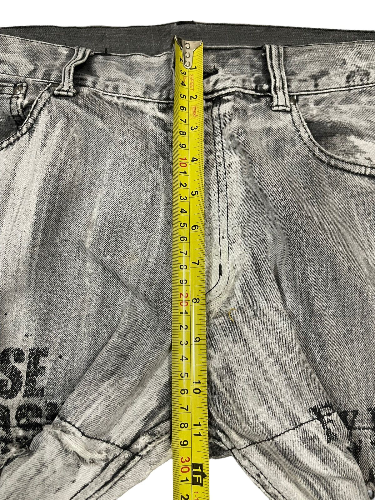 If Six Was Nine Vintage Japanese Skull Punk Distressed Bondage Flare Jeans Size US 33 - 15 Thumbnail