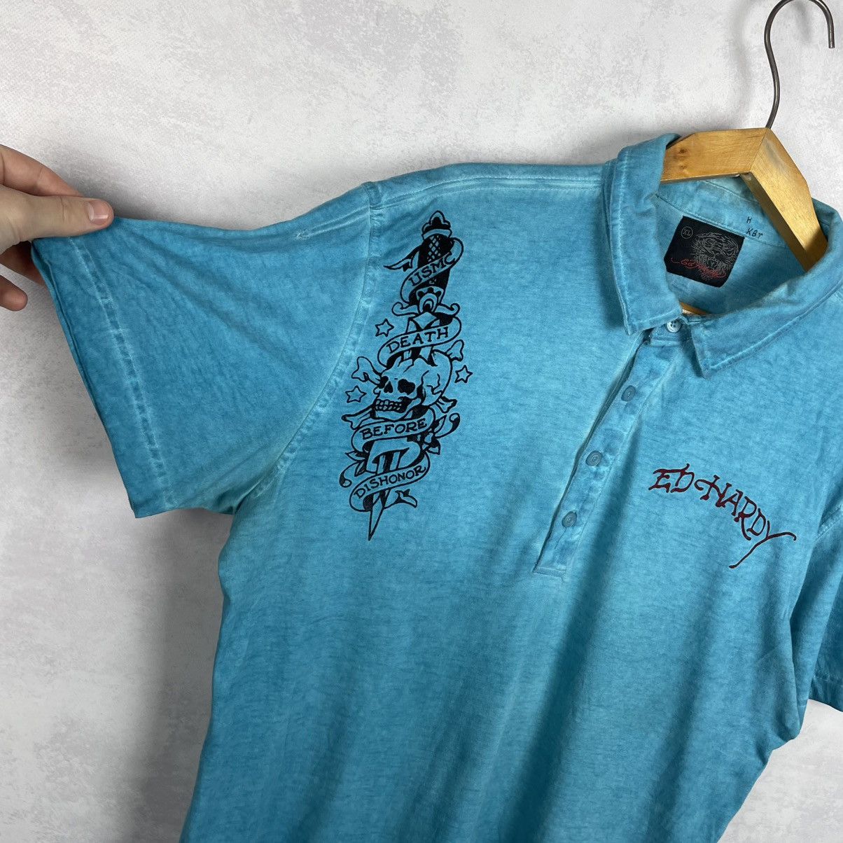 Christian Audigier × Ed Hardy Ed Hardy Big Logo Mens Polo Shirt Size L-XL Size US XL / EU 56 / 4 - 7 Thumbnail
