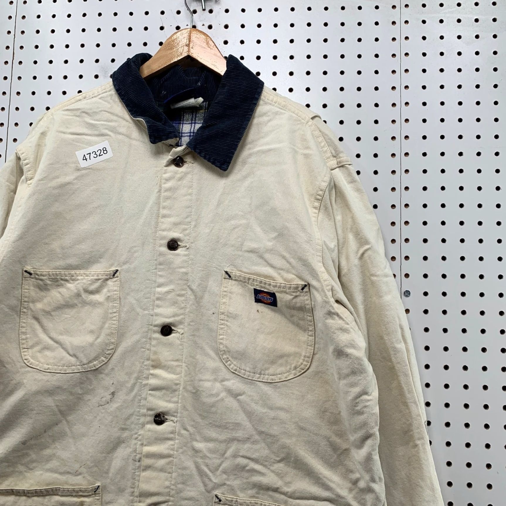Dickies VINTAGE Dickies Chore Coat Mens XL White Plaid Flannel Lined DIstressed Coat Size US XL / EU 56 / 4 - 6 Thumbnail