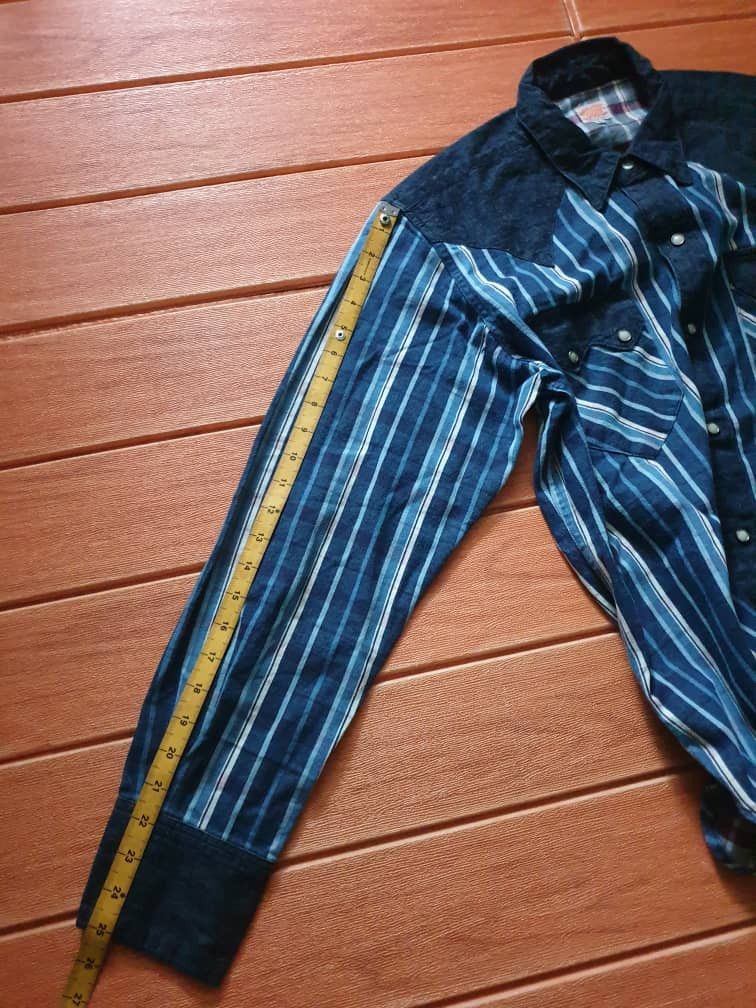 Sugar Cane 💥Sugarcane checkered blue selvedge retro western shirt Size US L / EU 52-54 / 3 - 12 Thumbnail