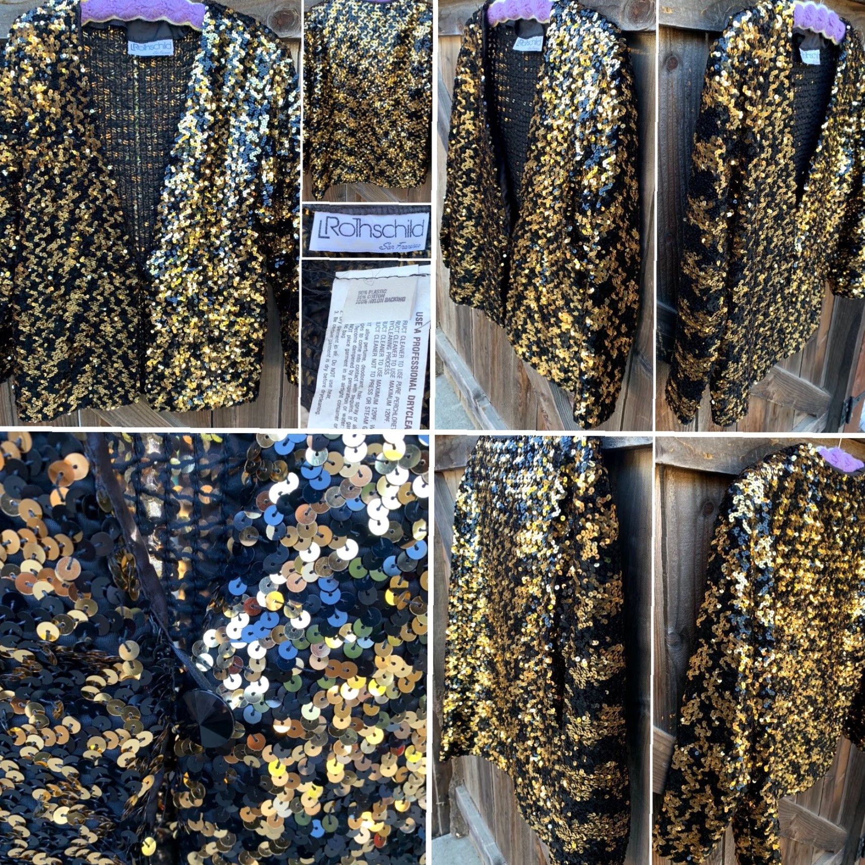 Vintage VINTAGE L Rothschild Sequin Jacket Black & Gold M/L San Francisco 80s Disco Womens Size M / US 6-8 / IT 42-44 - 5 Thumbnail