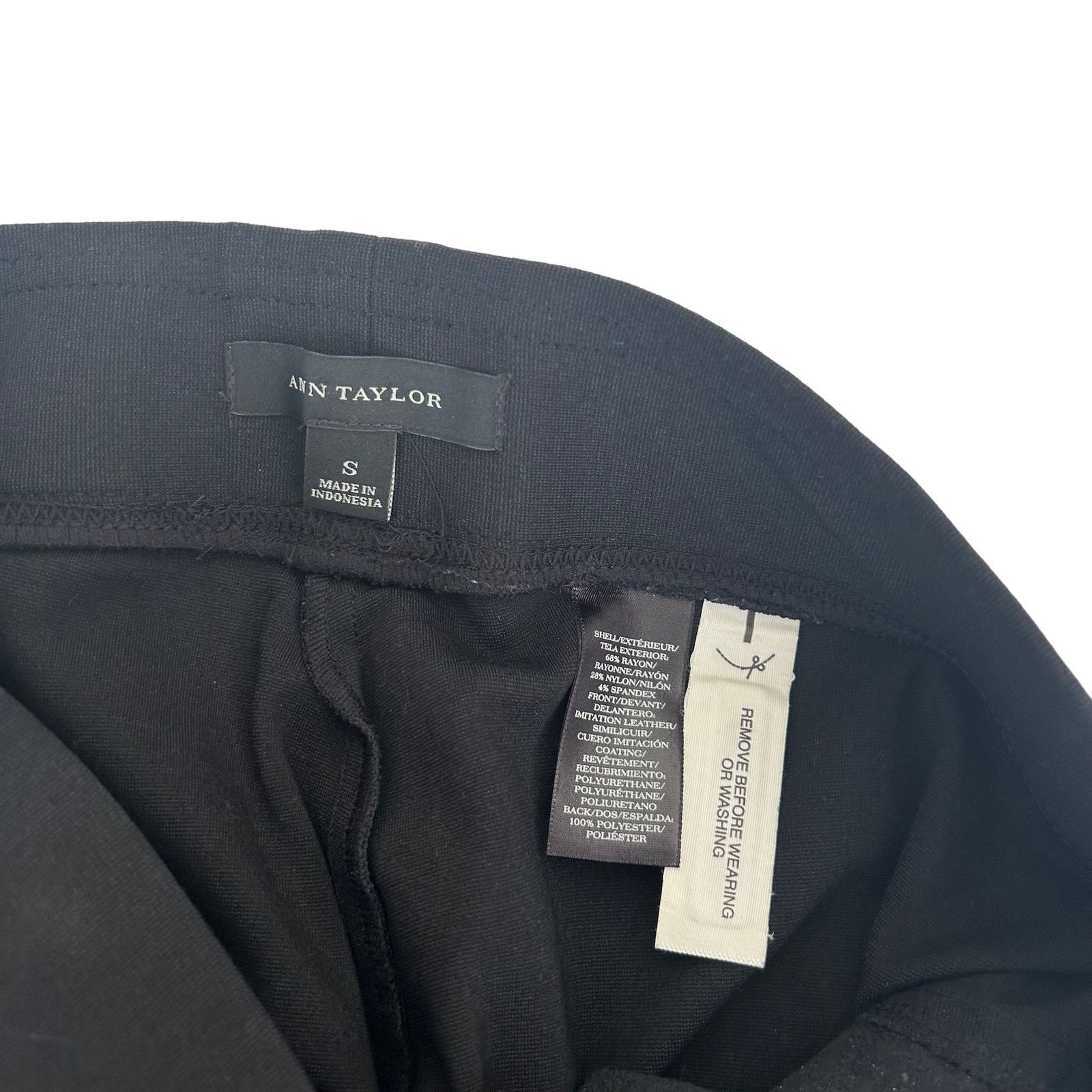 Ann Taylor Ann Taylor Black Faux Leather Front Leggings Sz S Size 27" / US 4 / IT 40 - 2 Thumbnail
