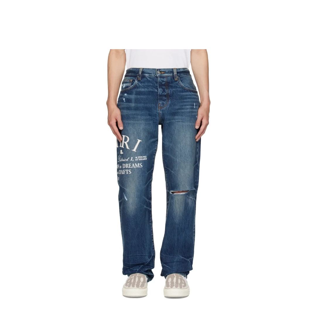 Amiri o1w1db10125 Embroidered Jean in Blue Size US 34 / EU 50 - 1 Thumbnail