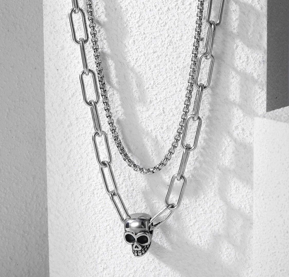 Jewelry Skull Layer Pendant Chain Necklace Size ONE SIZE - 3 Thumbnail
