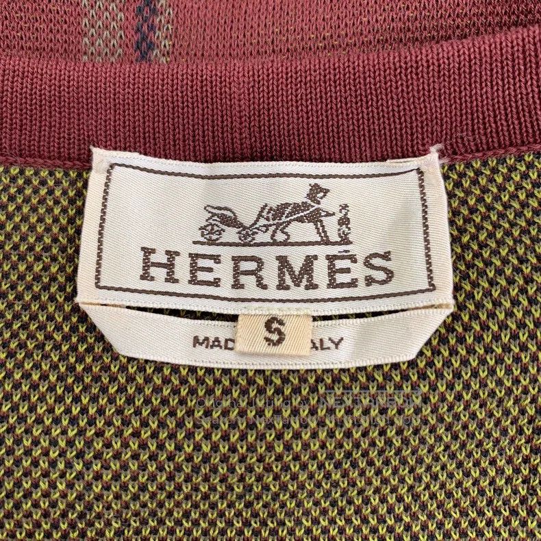 Hermes Hermes Color-blocked plaid cotton V-neck long-sleeve knit Size S / US 4 / IT 40 - 5 Thumbnail