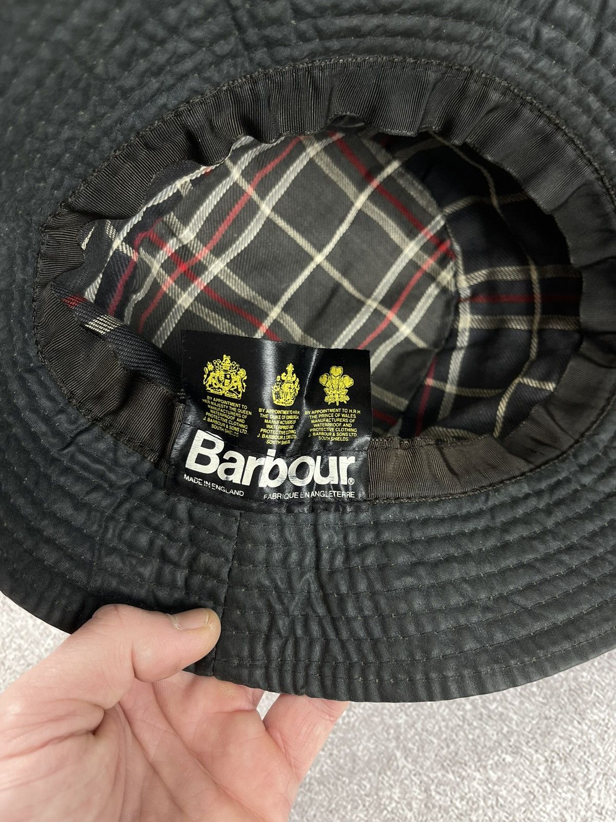 Barbour × Vintage Vintage Barbour Waxed Bucket Hat Size M Size ONE SIZE - 7 Thumbnail