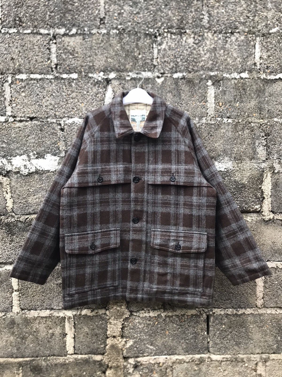 BARNS OUTFITTERS ⚡️Vintage Brown Flannel Wool Chore Barn Ranch Jacket Size US L / EU 52-54 / 3 - 1 Thumbnail