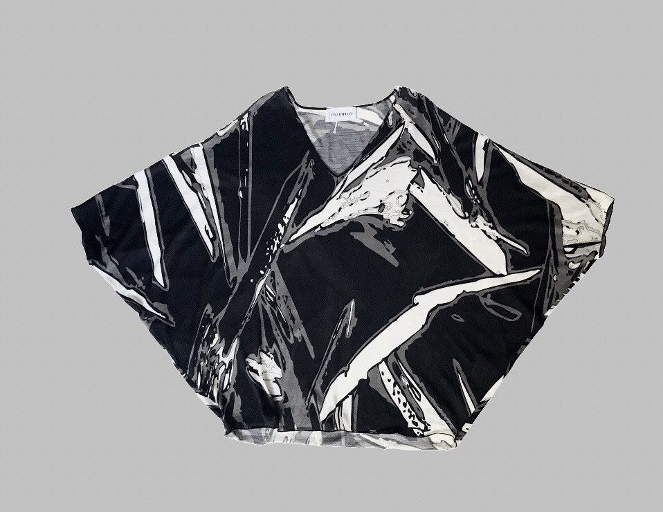 Emilio Pucci Emilio Pucci Womens Poncho Top Batwing Sleeve Blend Abstract Size L / US 10 / IT 46 - 4 Thumbnail