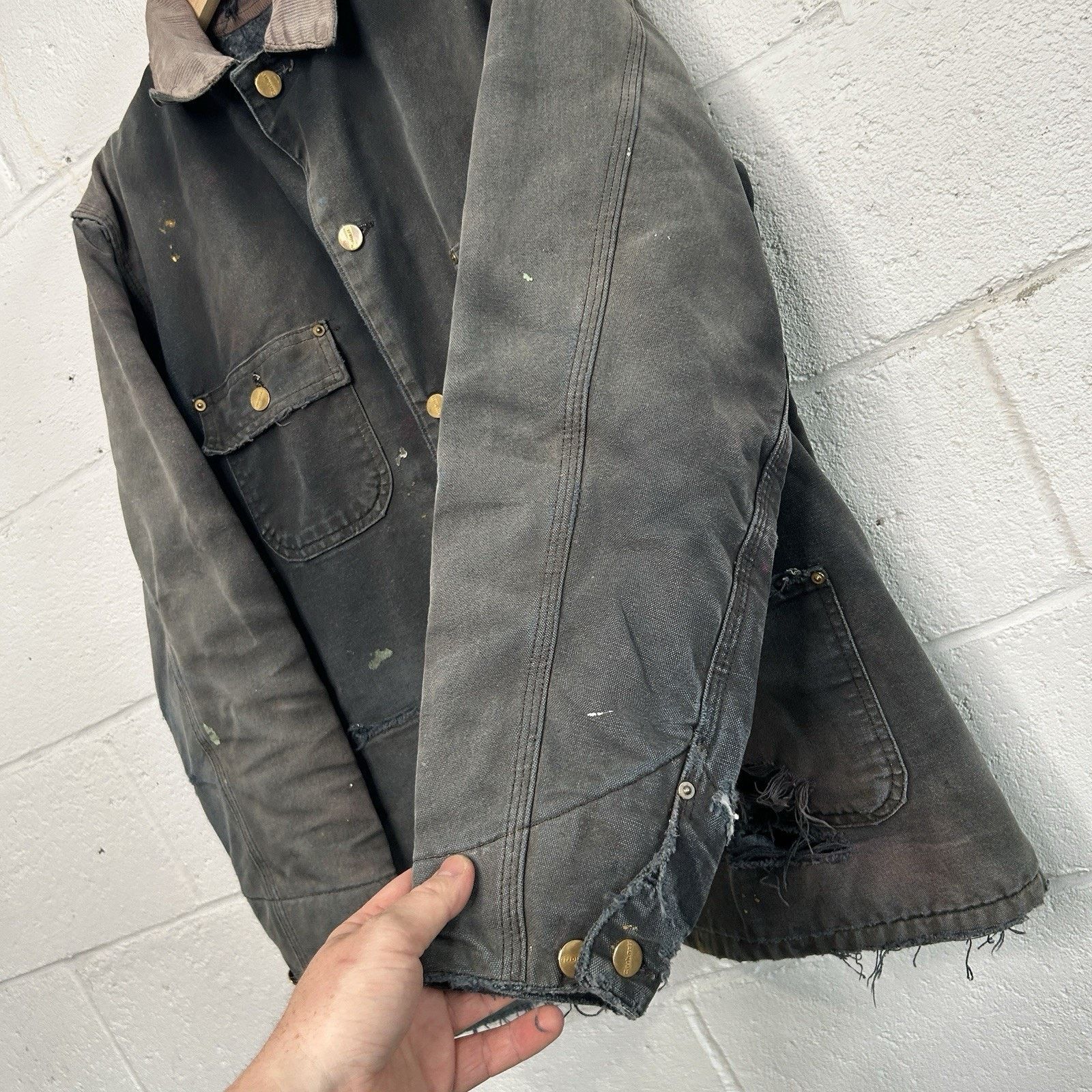 Carhartt Thrashed Vintage Carhartt Blanket-Lined Chore Coat “Black” Size US S / EU 44-46 / 1 - 8 Thumbnail