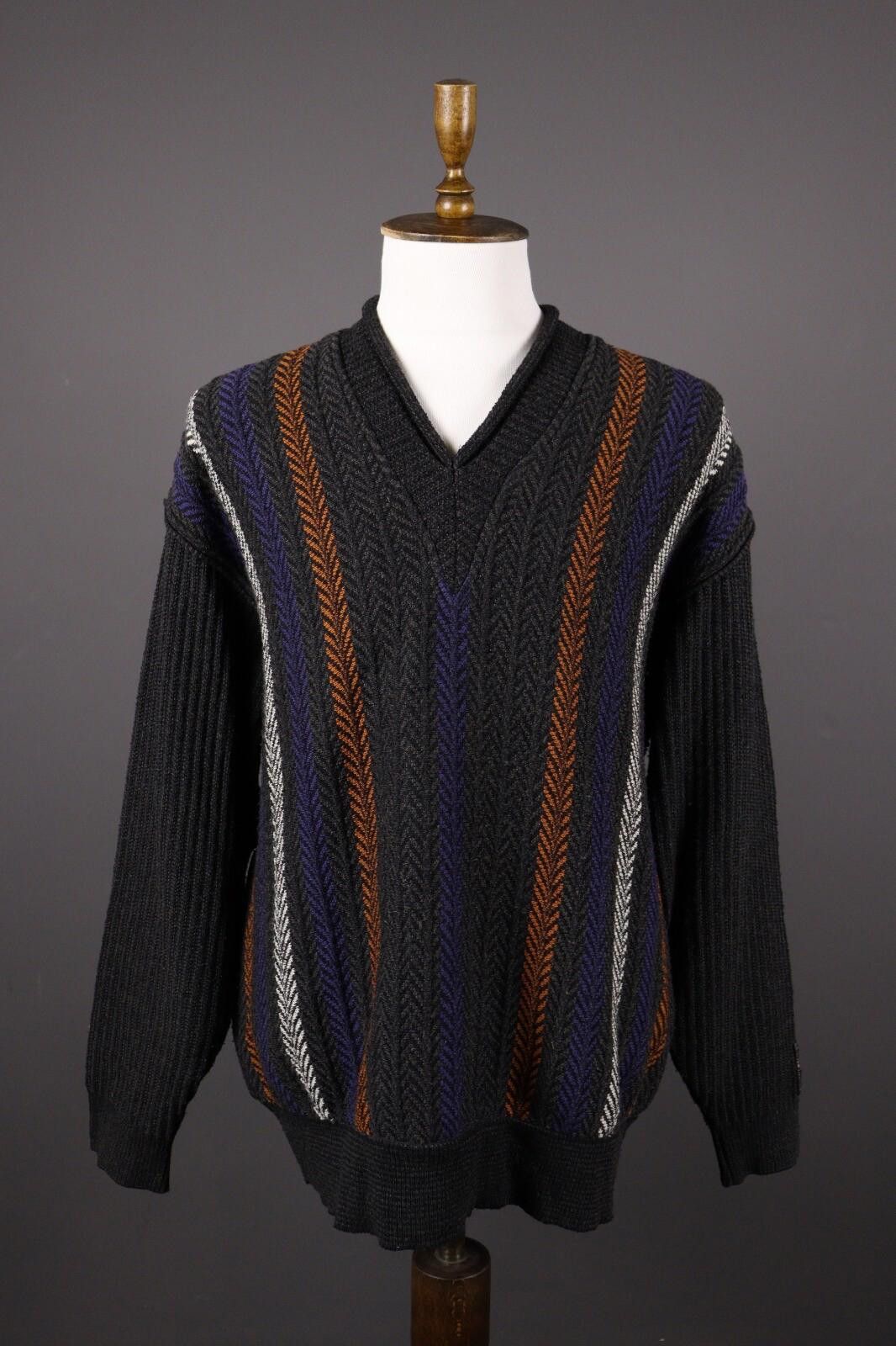 Carlo Colucci Carlo Colucci Black Stripe Wool Knit Sweater Size 54 Size US M / EU 48-50 / 2 - 1 Thumbnail