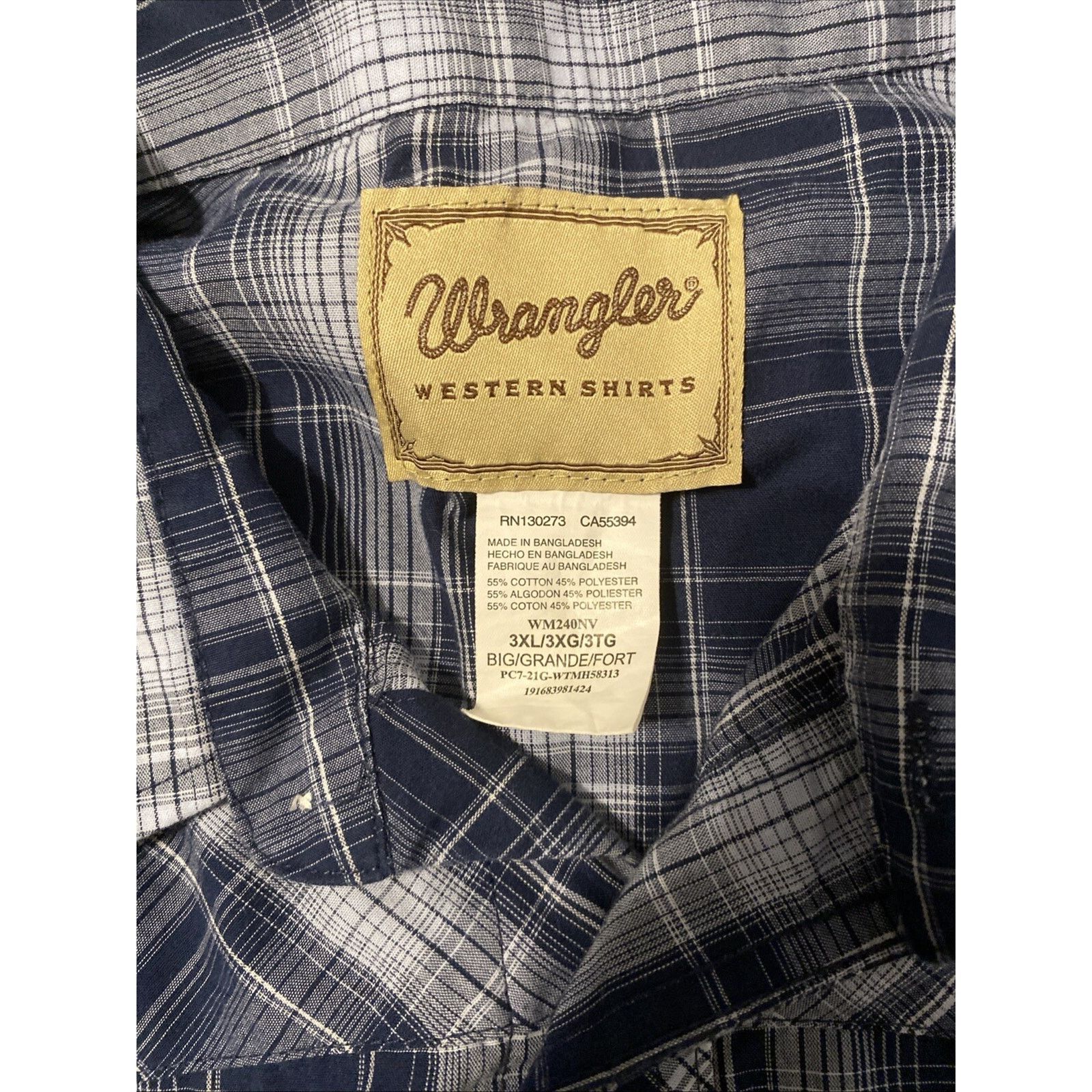 Wrangler Wrangler Western Shirt Men 3X Blue Plaid Pearl Snap plaid Size US XXL / EU 58 / 5 - 6 Thumbnail