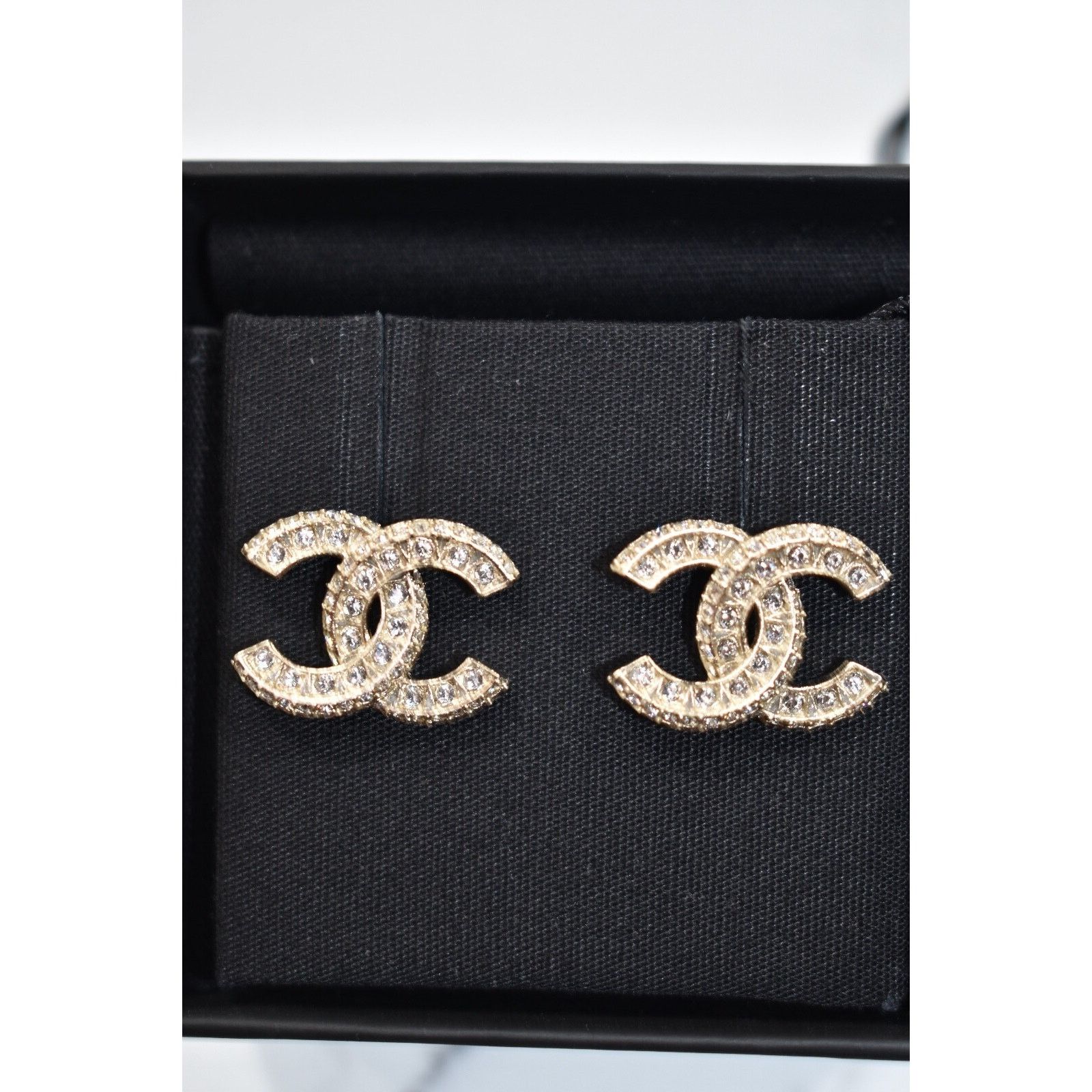 Chanel Chanel Gold Transparent Crystal Statement Stud Drop Earrings Size ONE SIZE - 8 Thumbnail