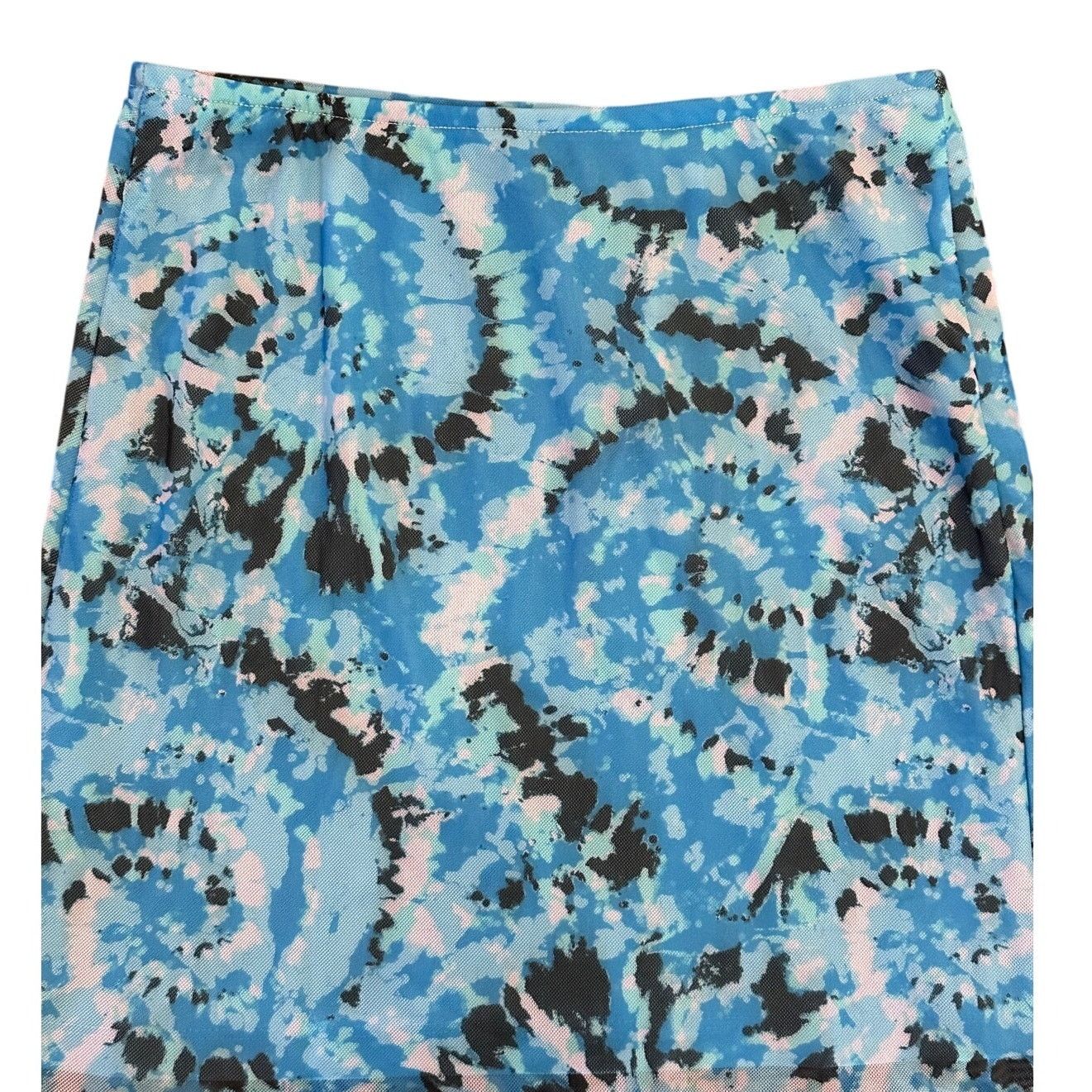 Other Something New Women's Serena Mesh Blue Black Mini Skirt XS Size 24" / US 00 / IT 34 - 2 Thumbnail