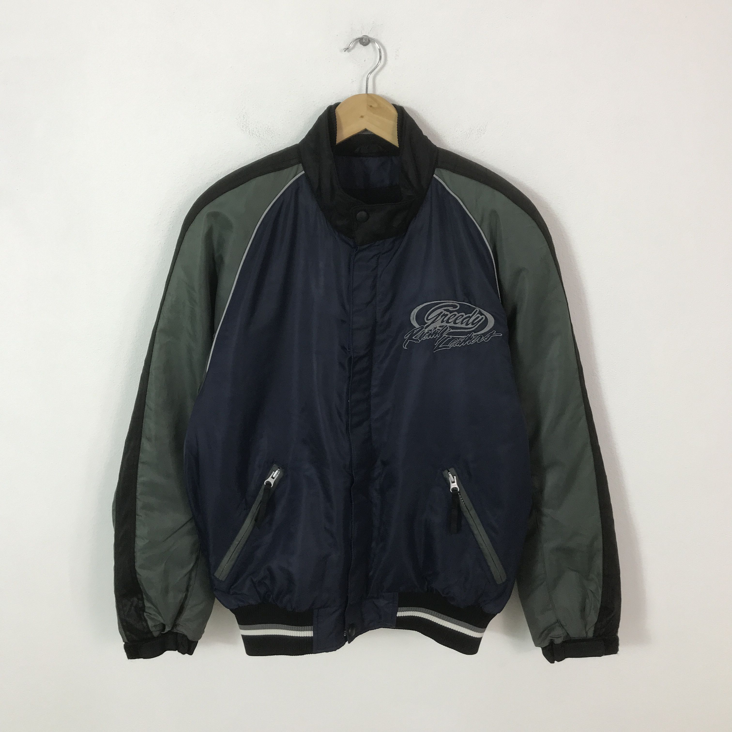 Gear for Sports Vintage Greedy Racing Leathers Bomber Jacket K68B5 Size US L / EU 52-54 / 3 - 2 Thumbnail
