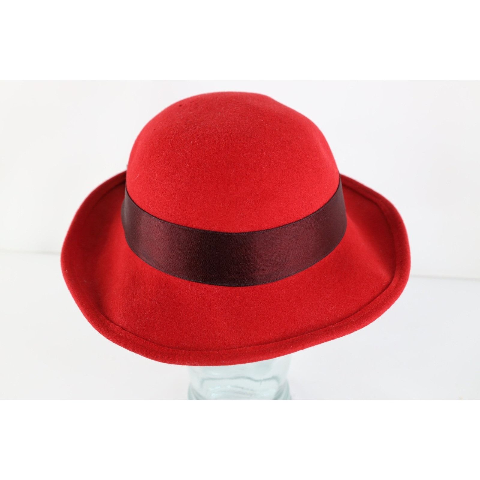 Vintage Vintage 80s 90s Felt Wool Satin Ribbon Bowtie Cloche Hat Size ONE SIZE - 5 Thumbnail