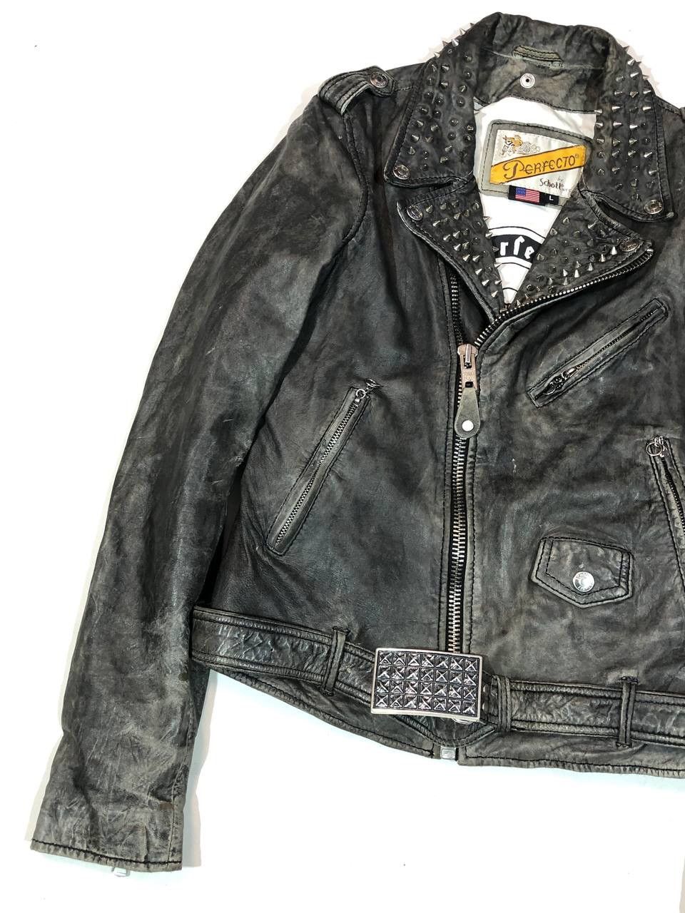 Schott Vintage Schott Perfecto Grey Leather Jacket Size L / US 10 / IT 46 - 3 Thumbnail