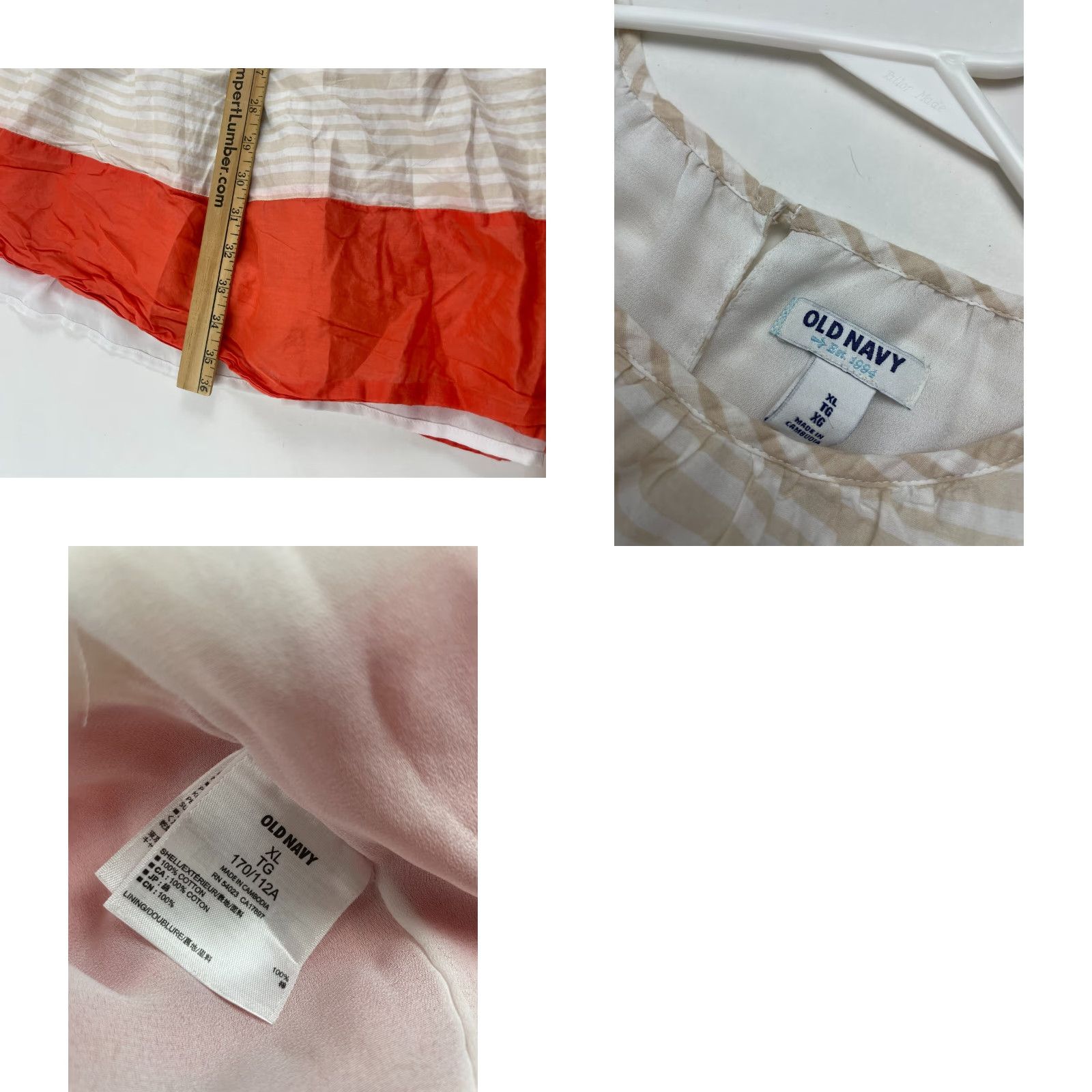 Old Navy Old Navy Dress Women's XL White Tan Sleeveless A-line Knee Length Boatneck Size XL / US 12-14 / IT 48-50 - 8 Thumbnail