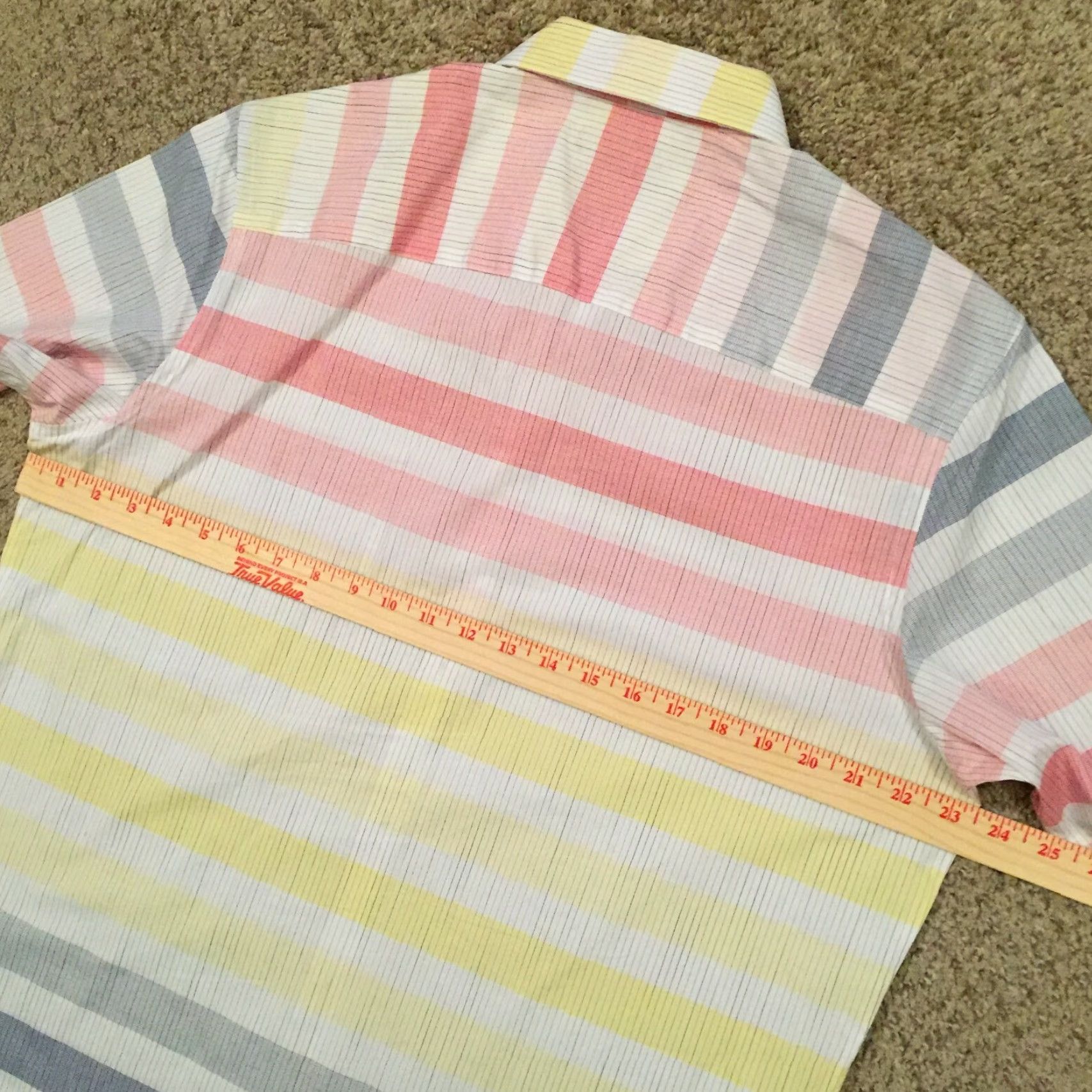 Alfani Alfani Shirt Mens Large Multicolor Striped Short Sleeve Button-Down Collar Point Button-Front Size US L / EU 52-54 / 3 - 7 Thumbnail