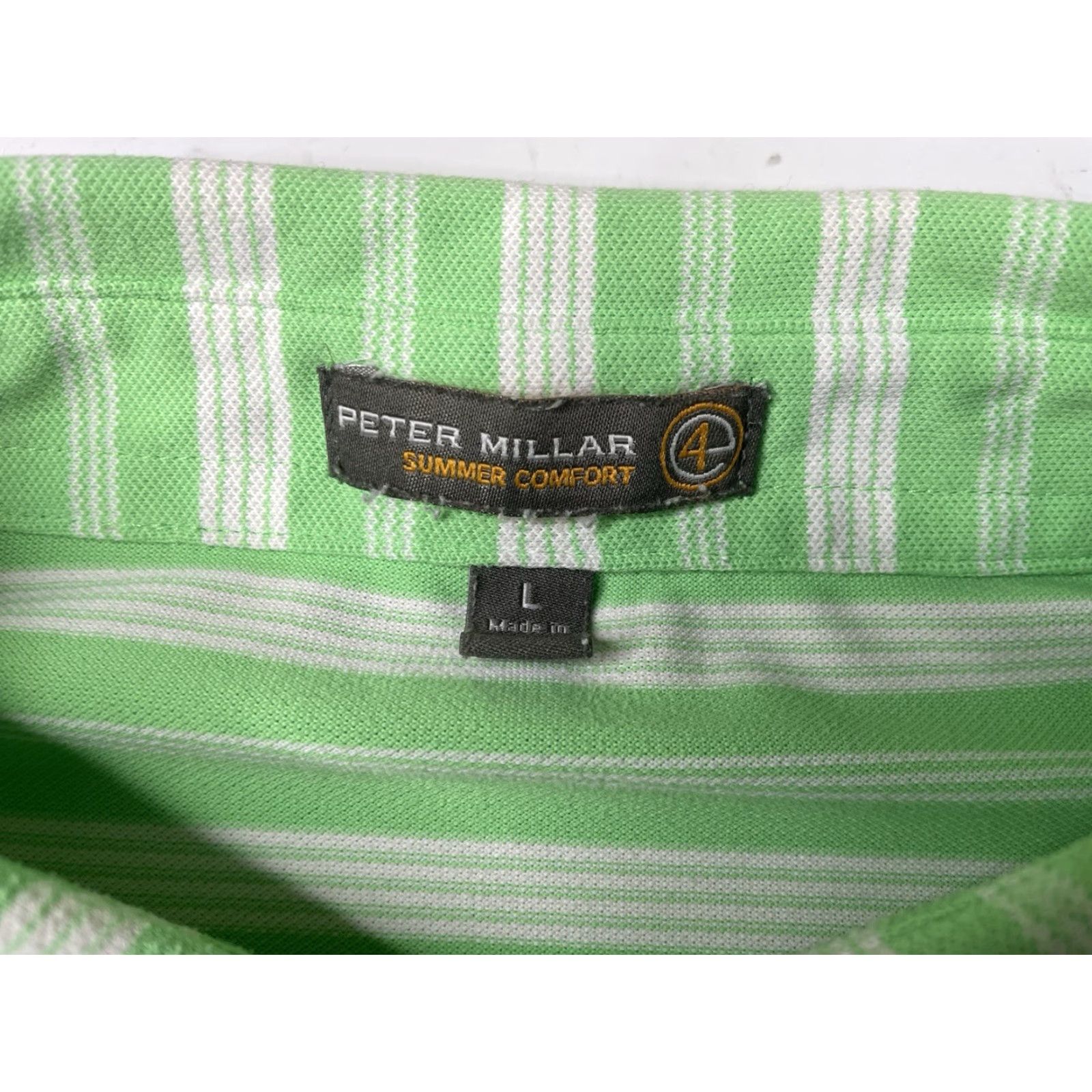 Peter Millar Peter Millar Summer Comfort Polo Shirt Mens Large Green Striped Golf Polo Shirt Size US L / EU 52-54 / 3 - 3 Thumbnail