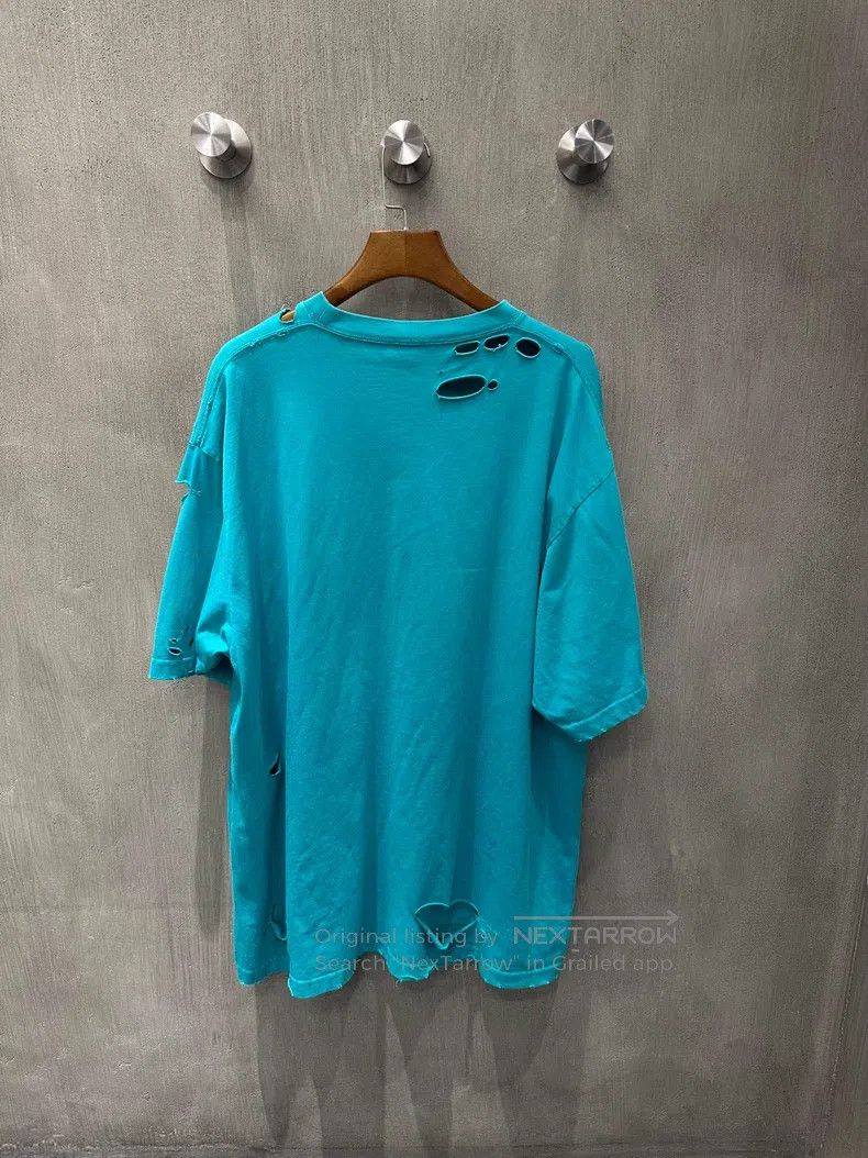 Balenciaga Balenciaga Teal large distressed logo short-sleeve Size US M / EU 48-50 / 2 - 2 Thumbnail