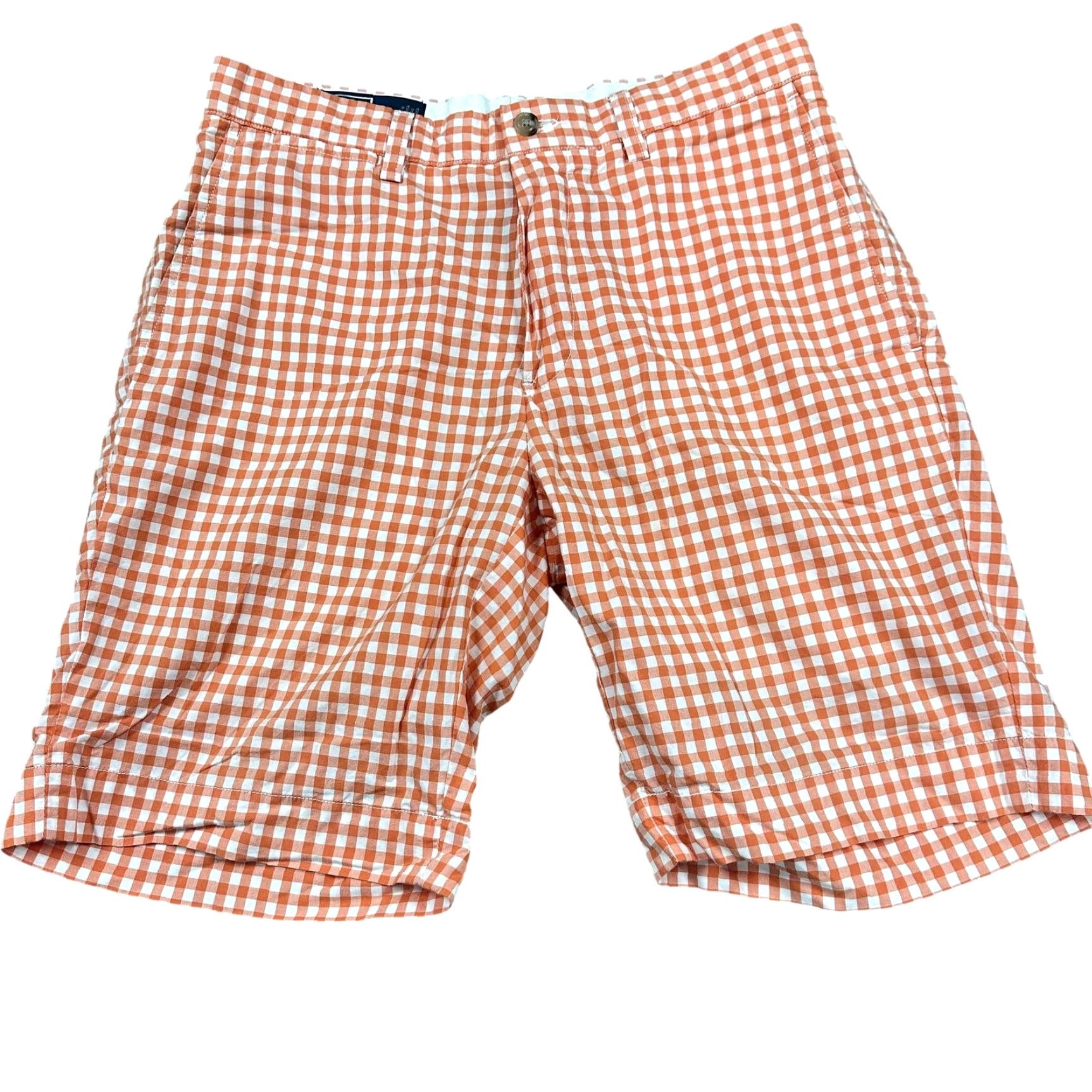 Polo Ralph Lauren Polo Ralph Lauren Shorts Mens 33 Orange White Suffield Short Gingham Cotton Size US XS / EU 42 / 0 - 2 Thumbnail